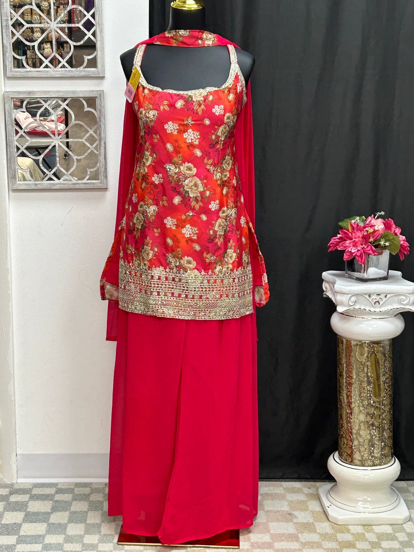 Chinon silk sharara suit by Kurti Connection USA