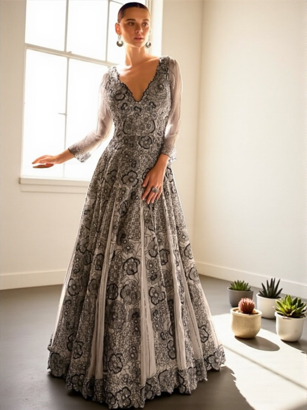 Designer Party wear long gown by Kurti Connection USA