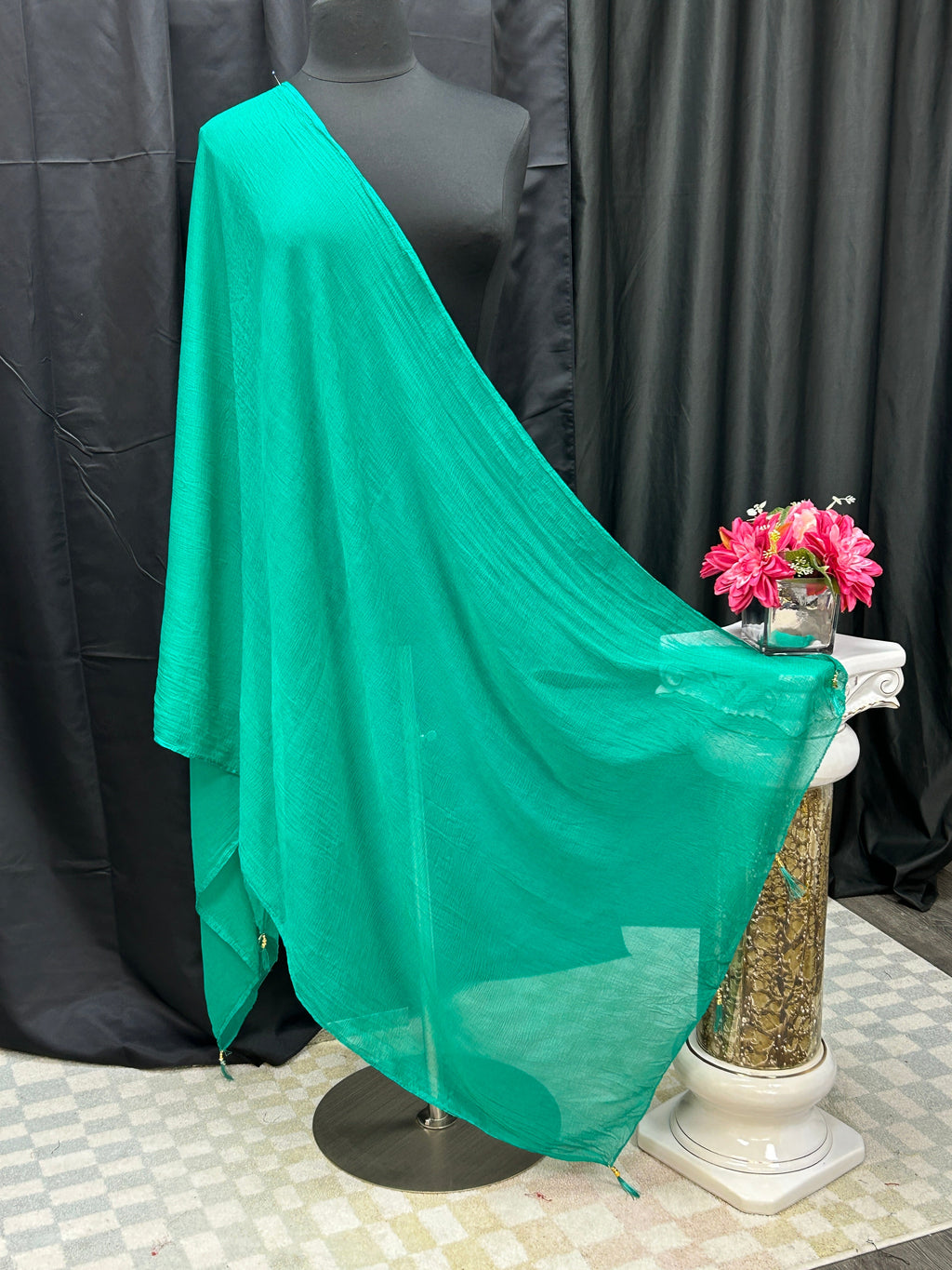 Chiffon green dupatta by Kurti Connection USA