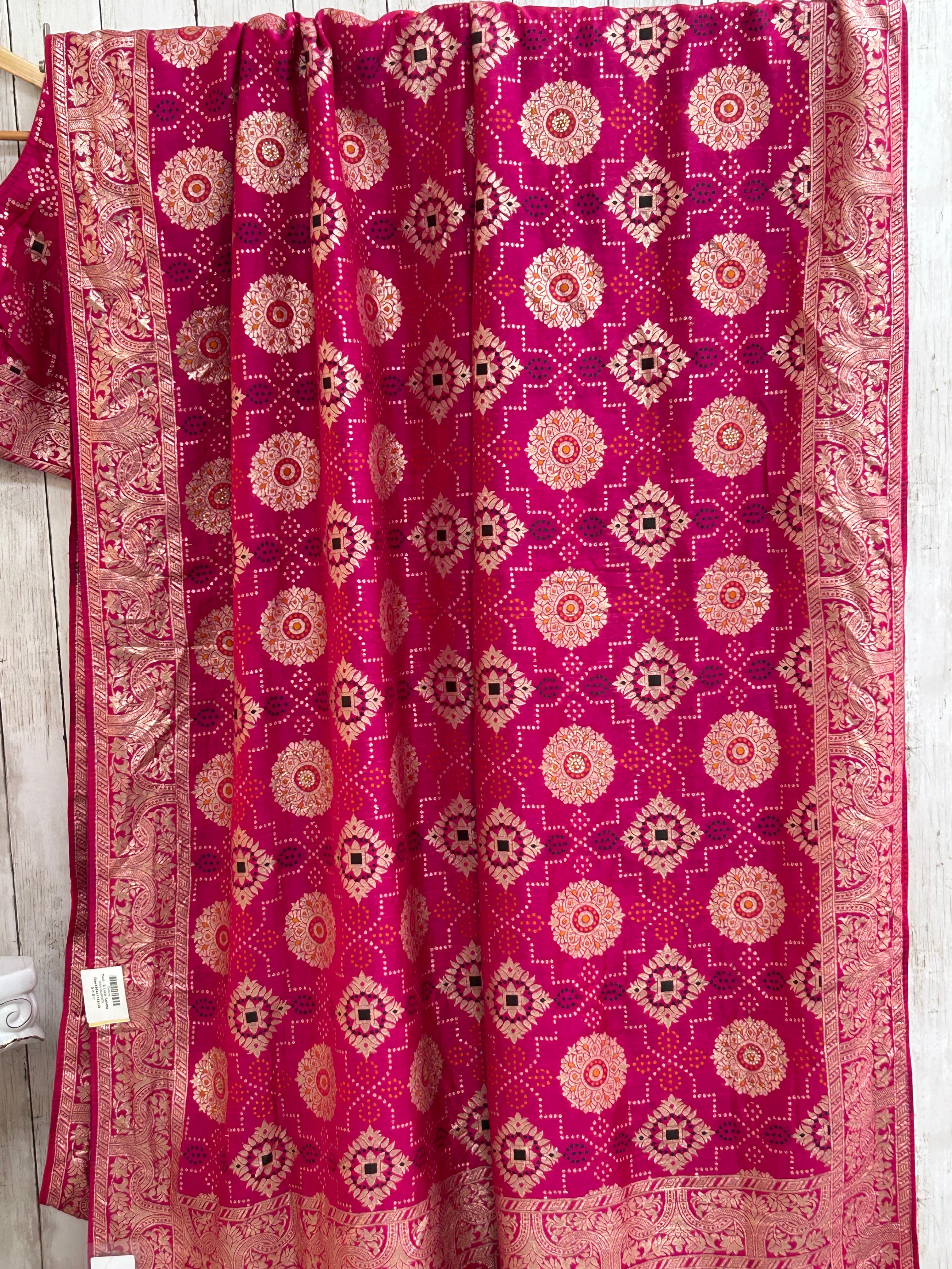 Dark pink bandhini saree