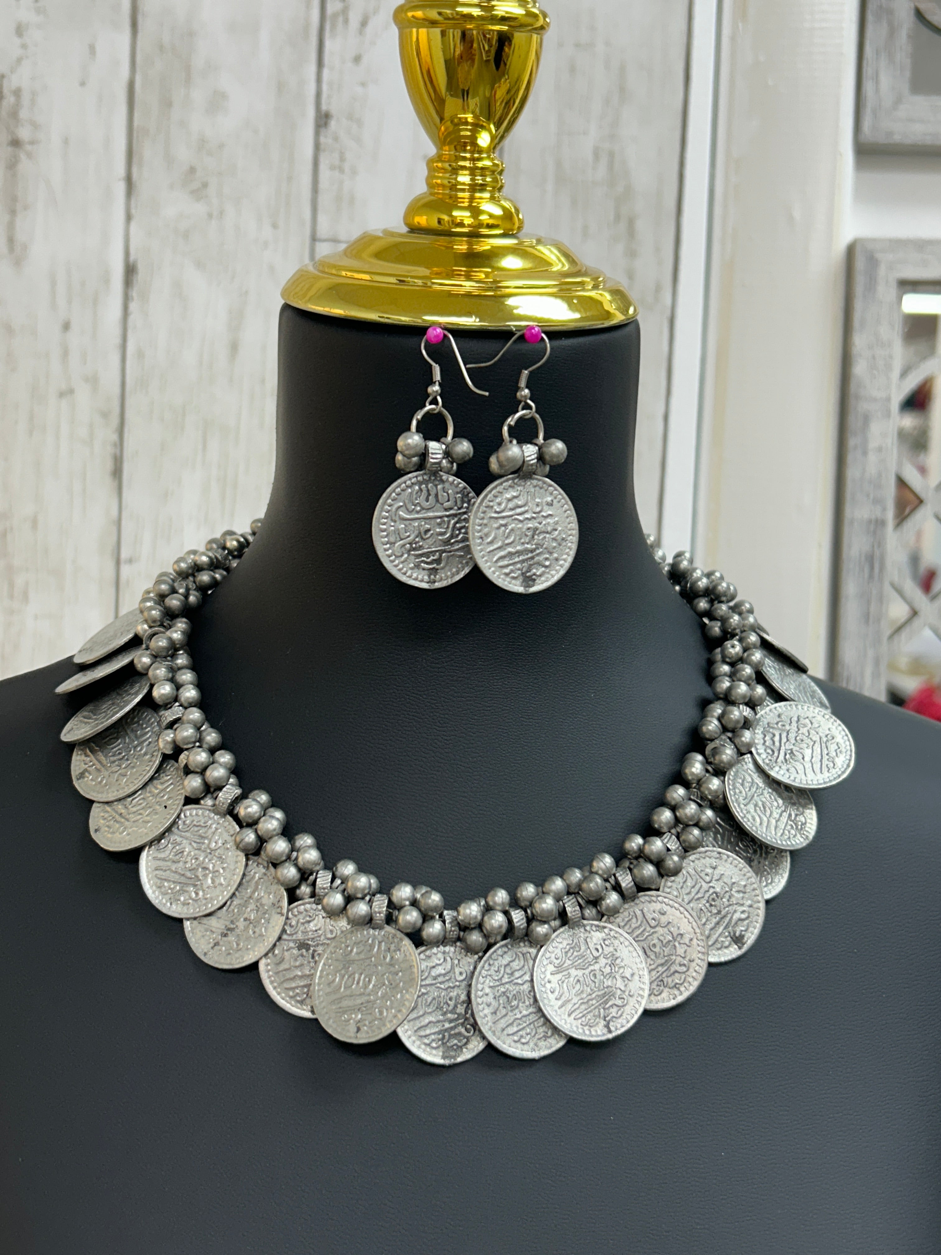 Oxidized silver necklace set by Kurti Connection USA