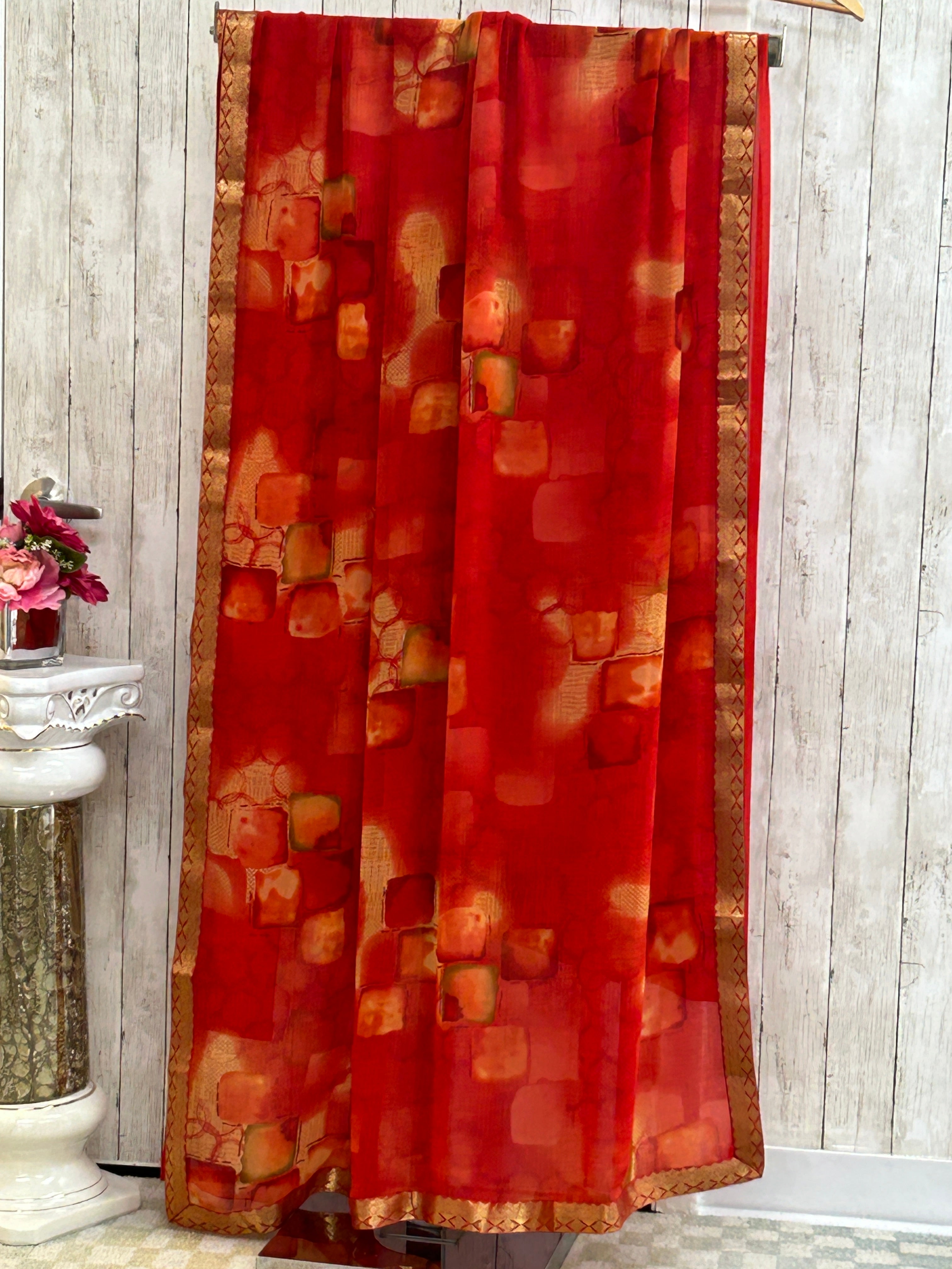 Printed chiffon saree