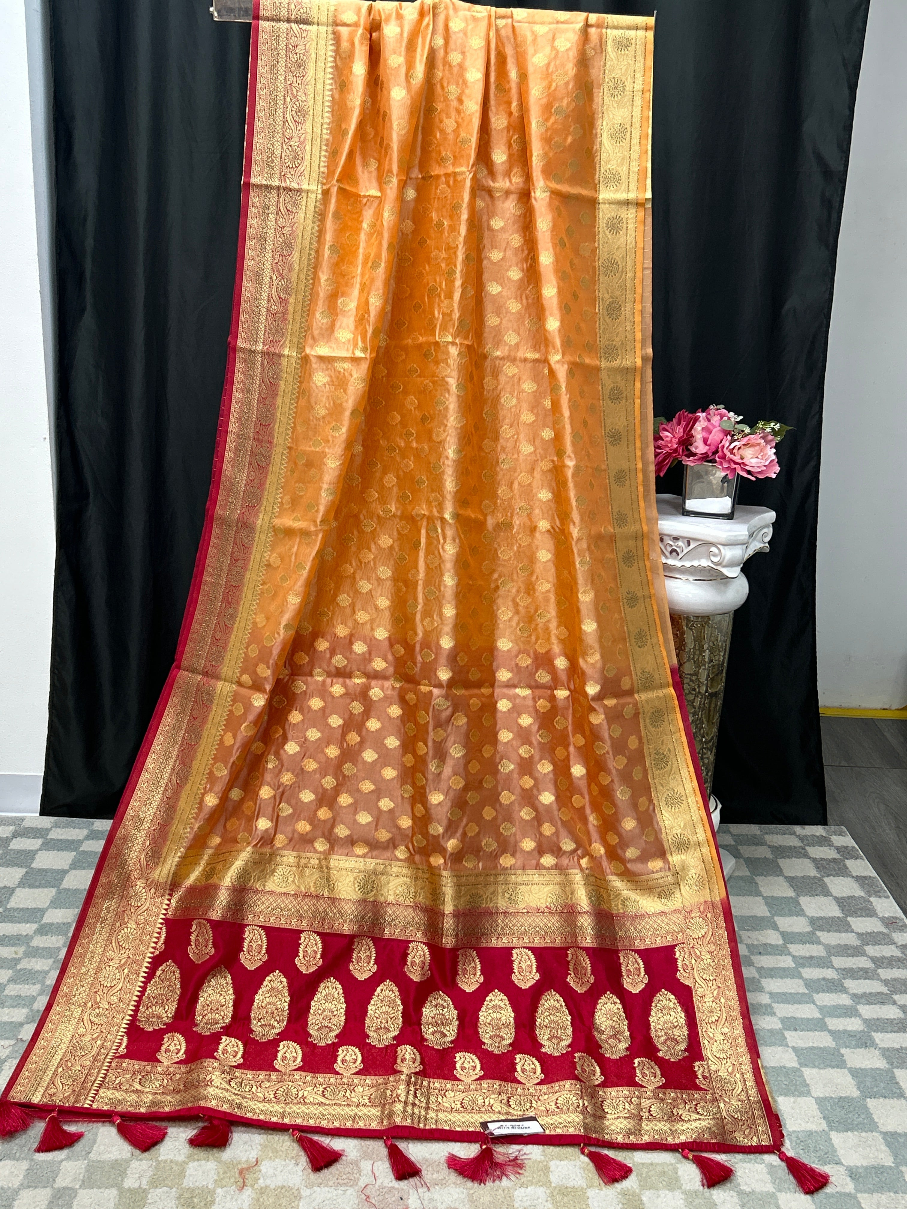 Chanderi silk saree by Kurti Connection USA