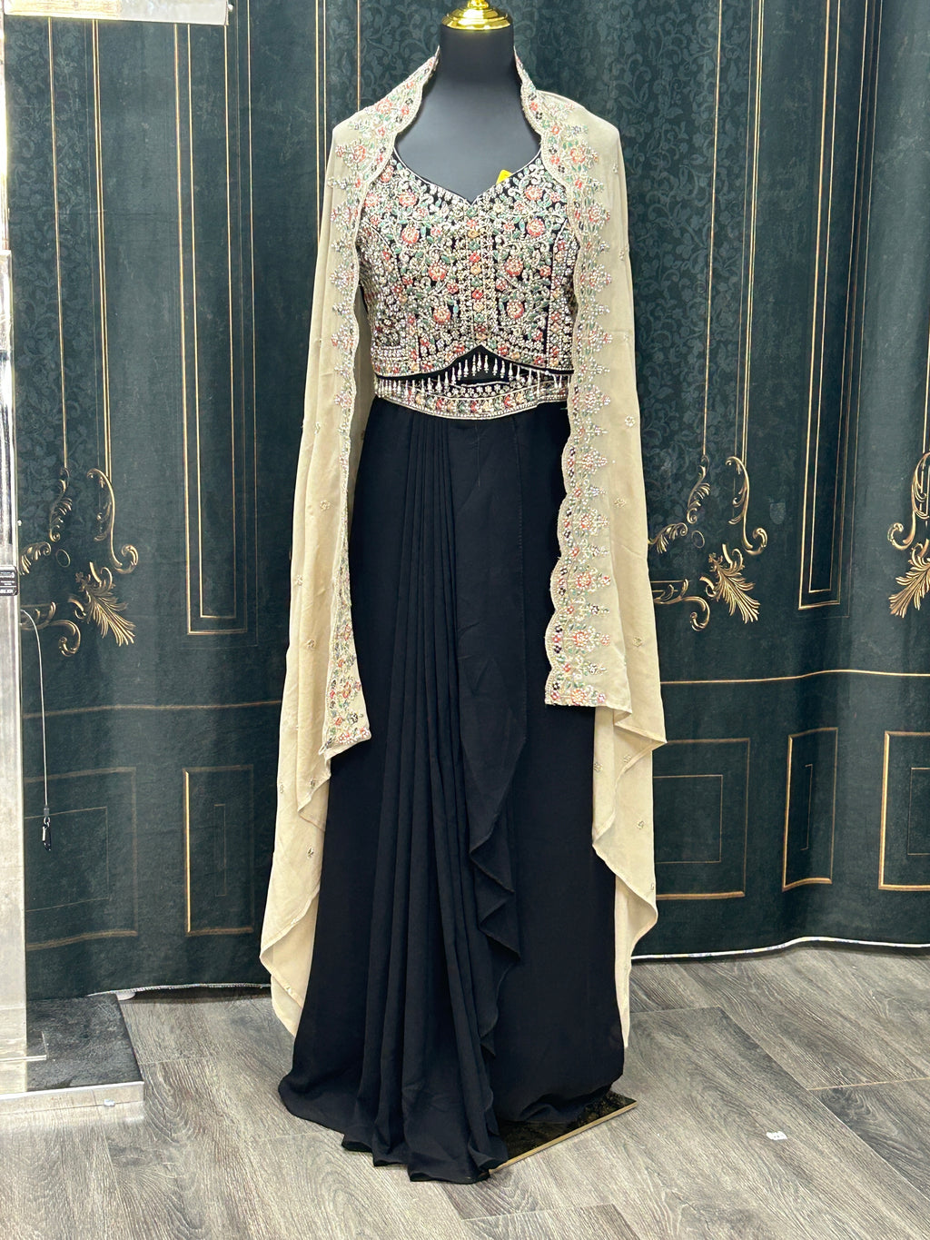 Fusion lehenga saree : black