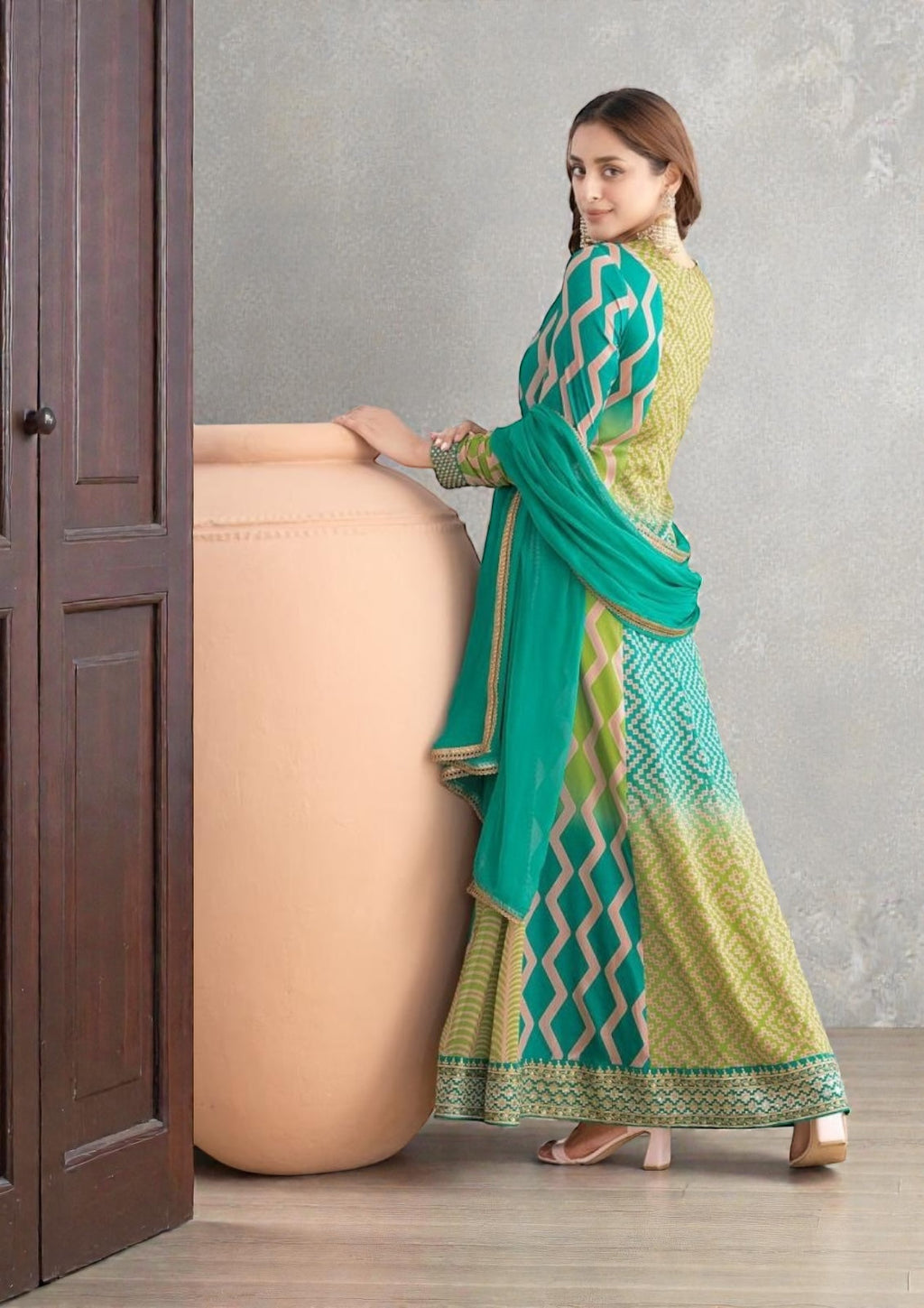 Saawan : Chinon silk long gowns by Kurti Connection USA