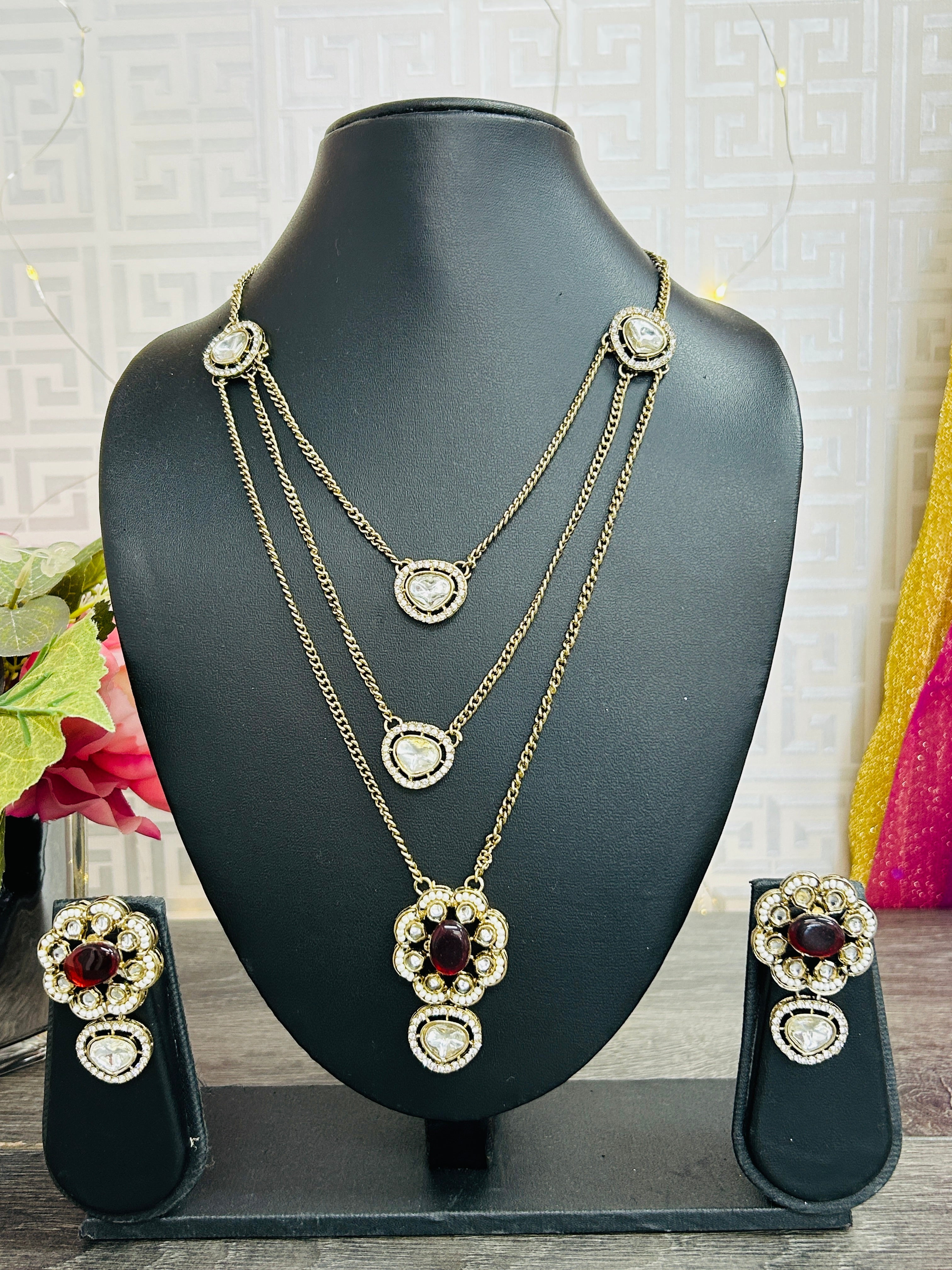 Moissanite Kundan necklace by Kurti Connection USA