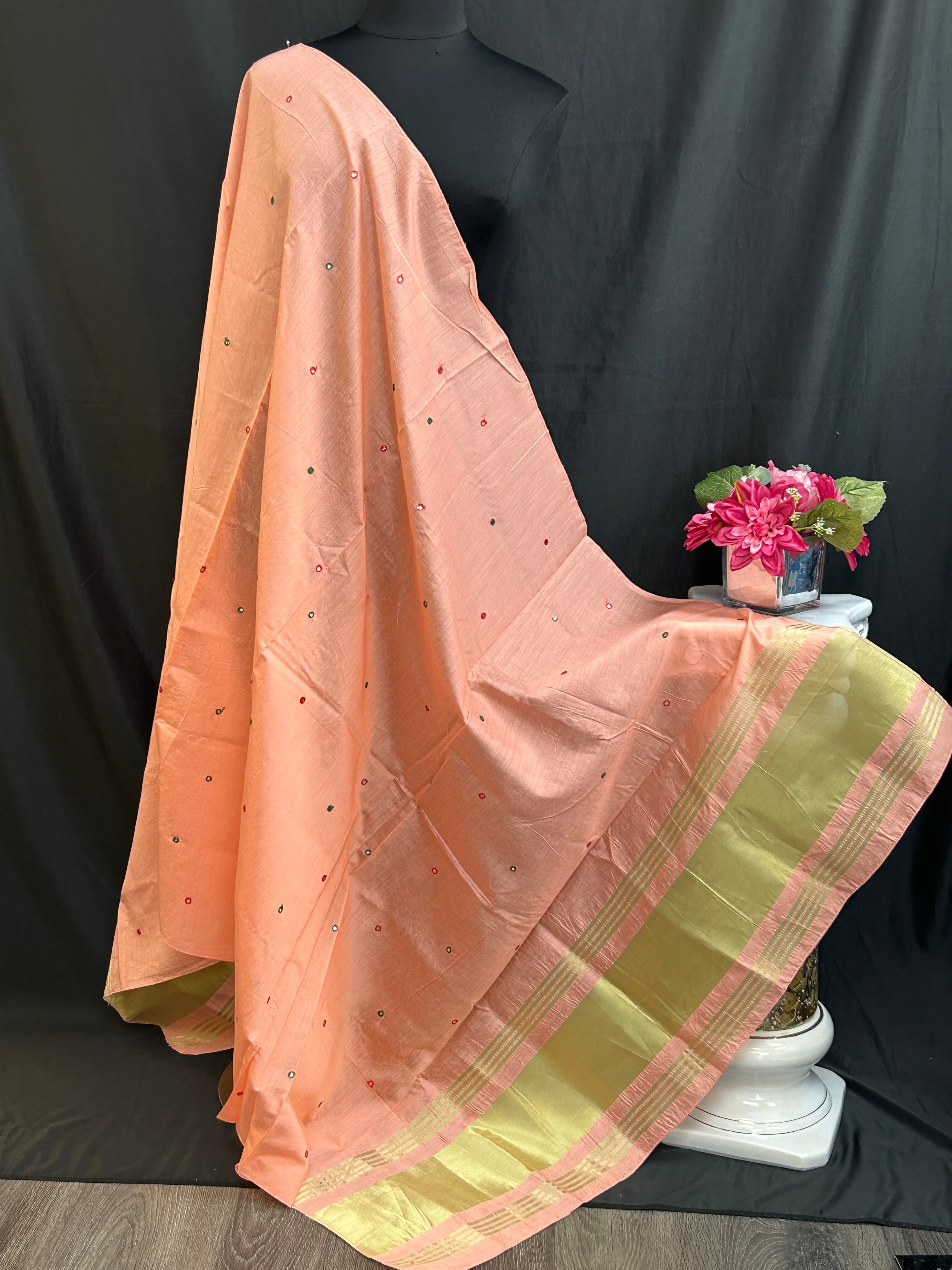 Cotton silk dupatta with small mirrors by Kurti Connection USA