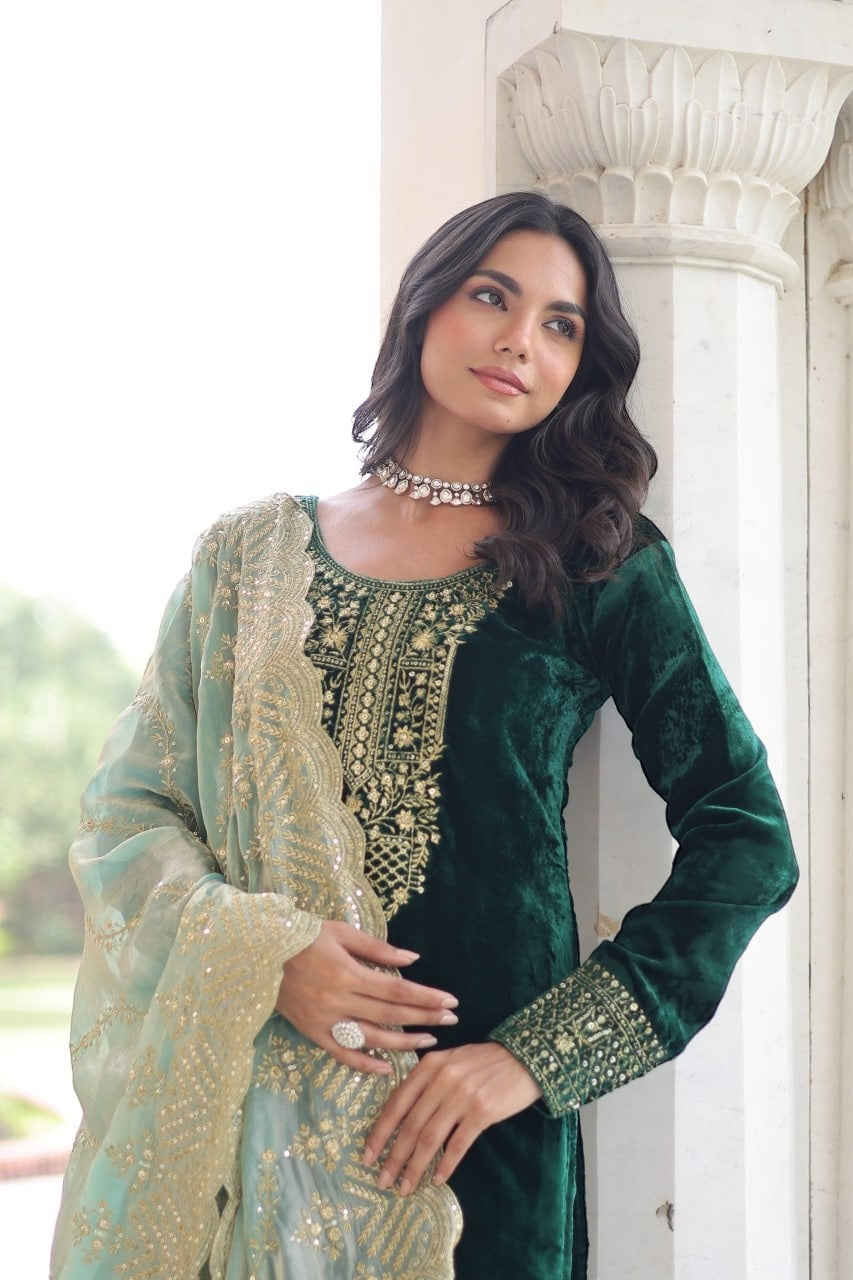 Velvet salwar suit by Kurti Connection USA