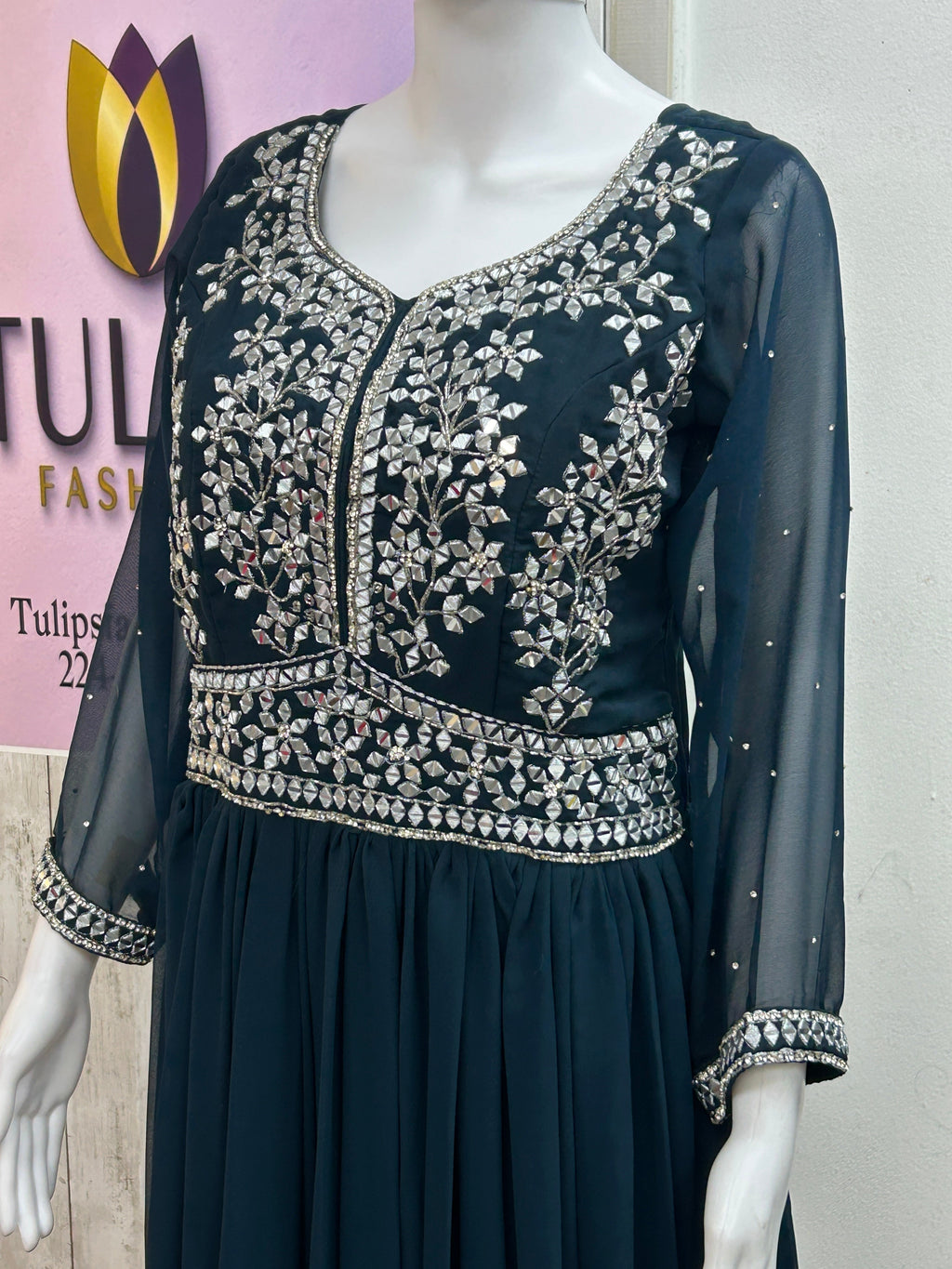 Party wear long gown by Kurti Connection USA