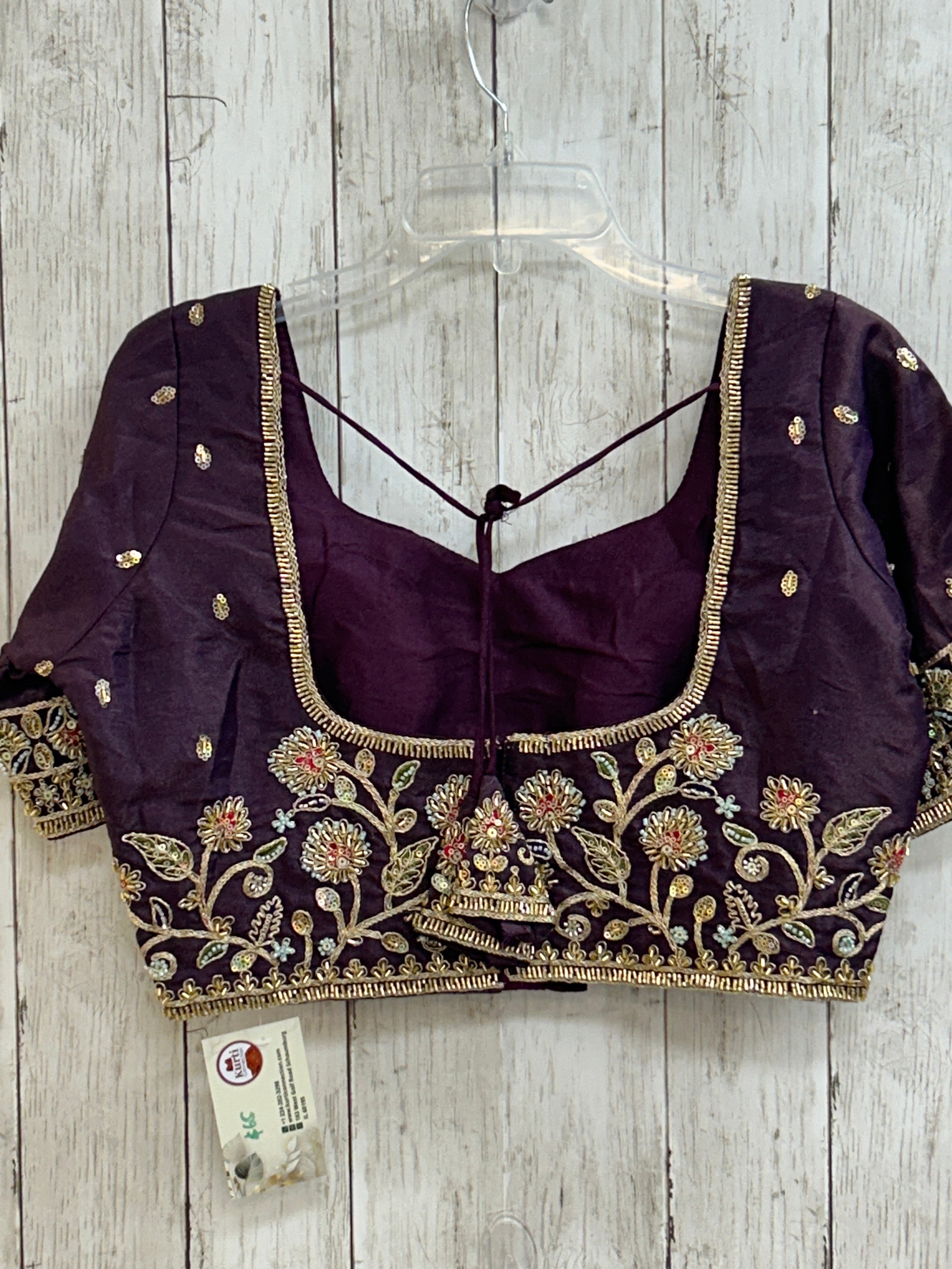 Dark purple tissue silk blouse by Kurti Connection USA