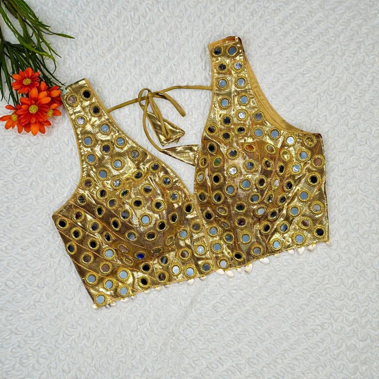 Mirror and shells work blouses by Kurti Connection USA
