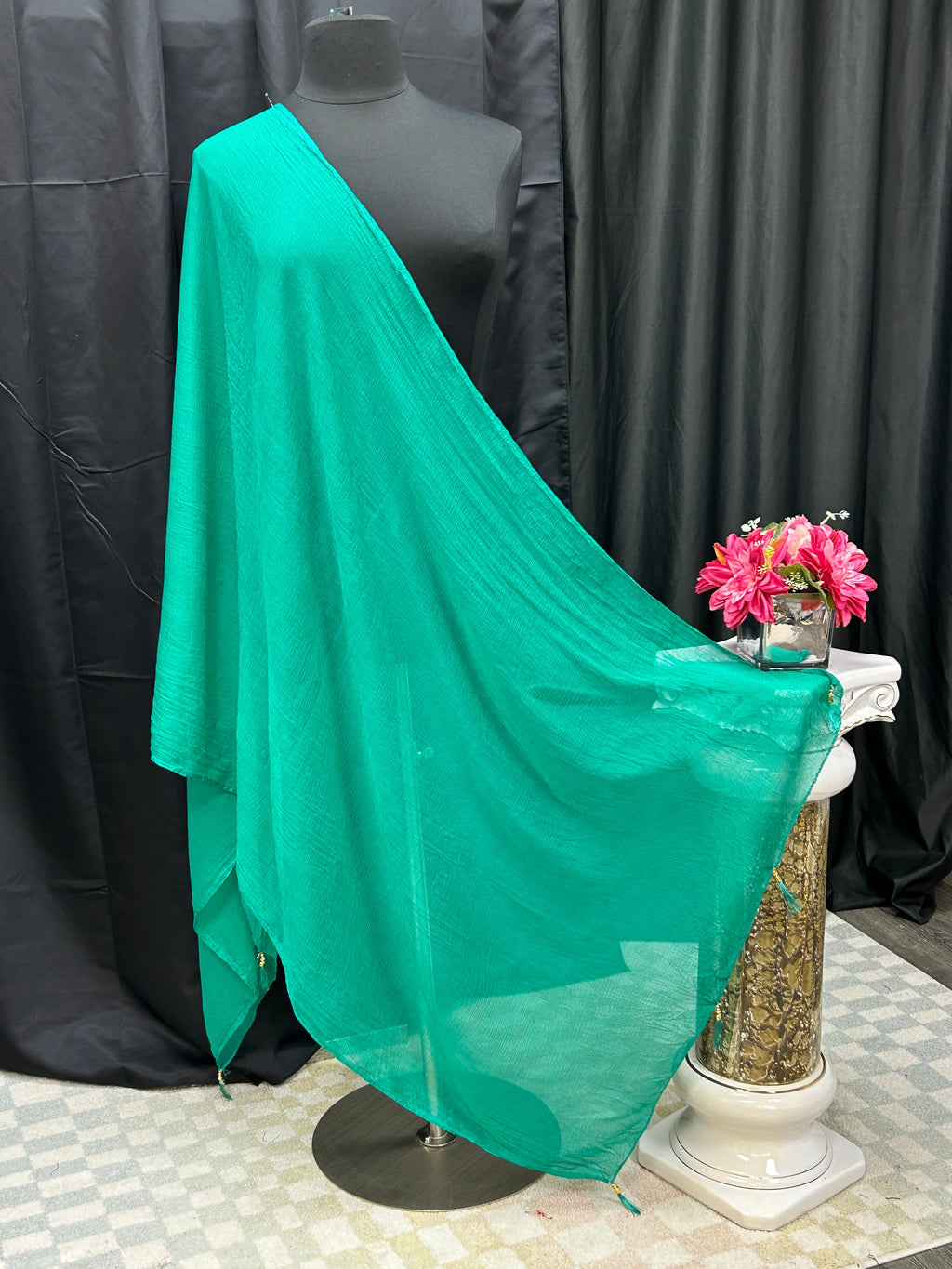 Chiffon green dupatta by Kurti Connection USA