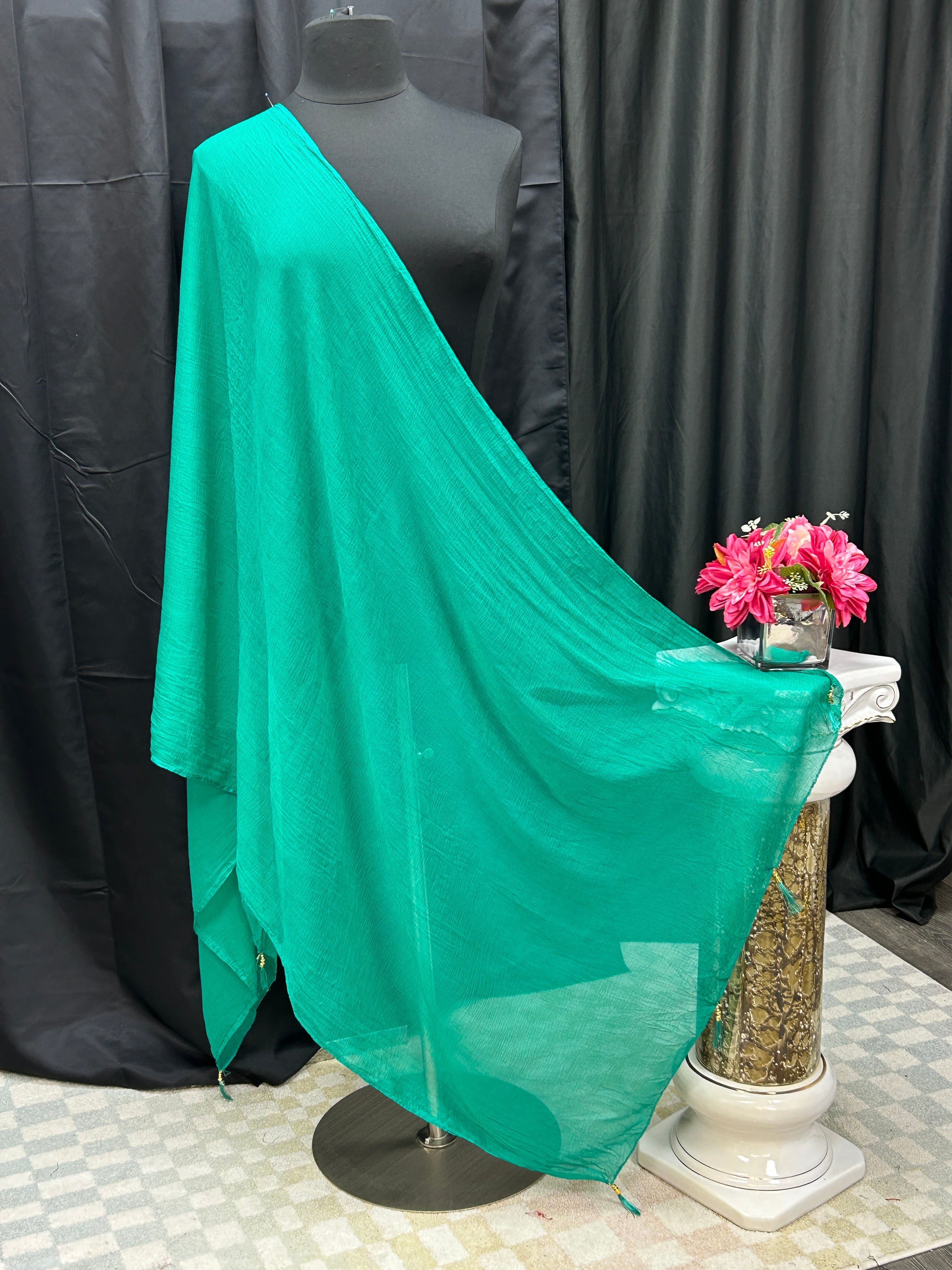 Chiffon green dupatta by Kurti Connection USA