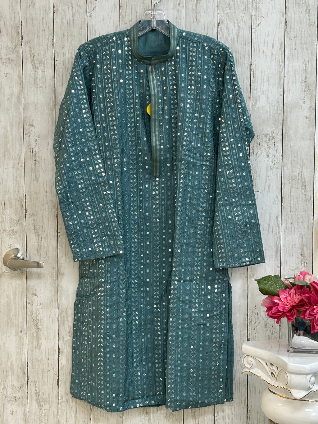 Mirror work kurta pajama set for men by Kurti Connection USA
