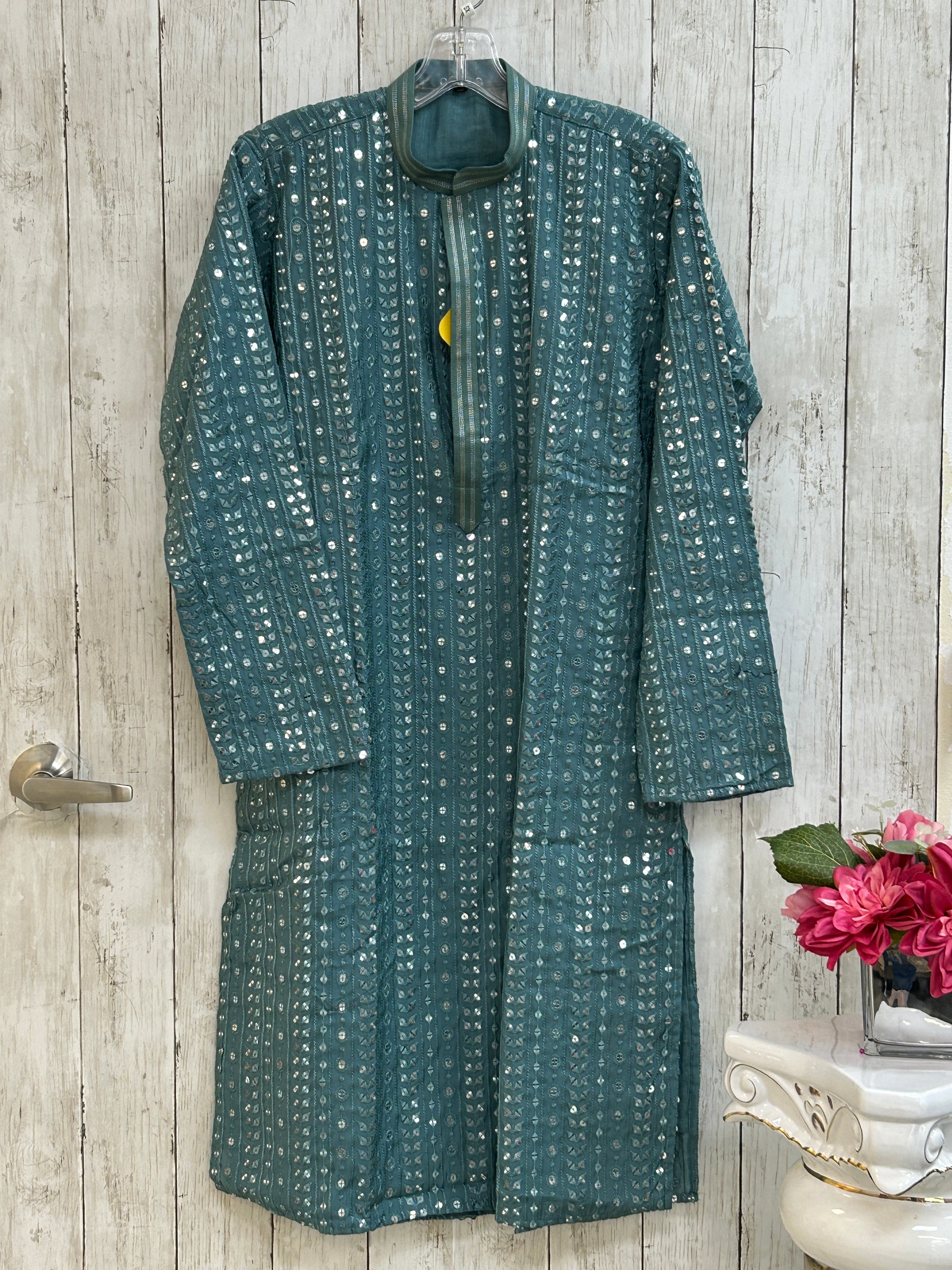 Mirror work kurta pajama set for men by Kurti Connection USA