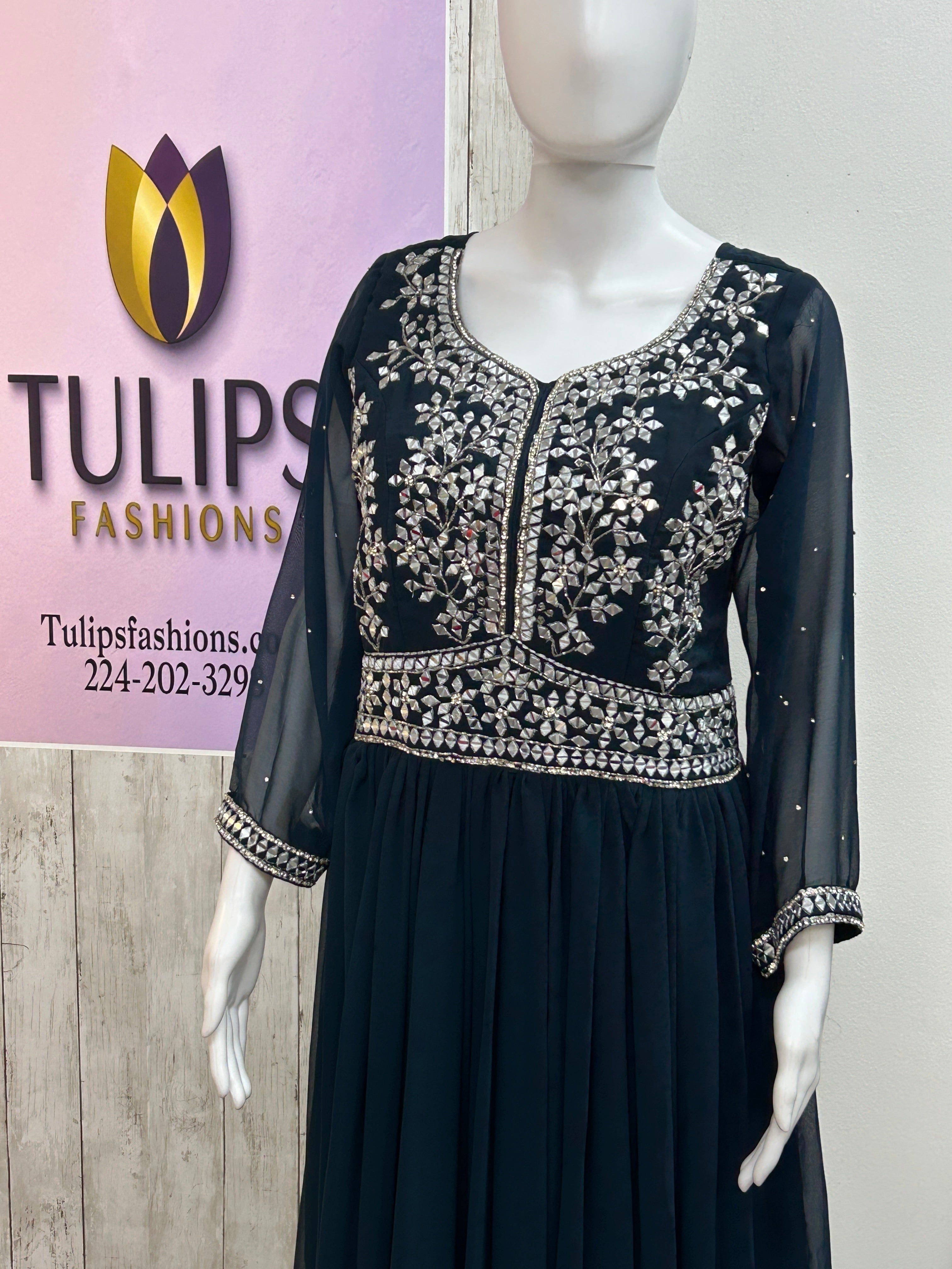 Party wear long gown by Kurti Connection USA