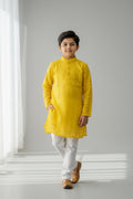Yellow cotton Kurta set for kids