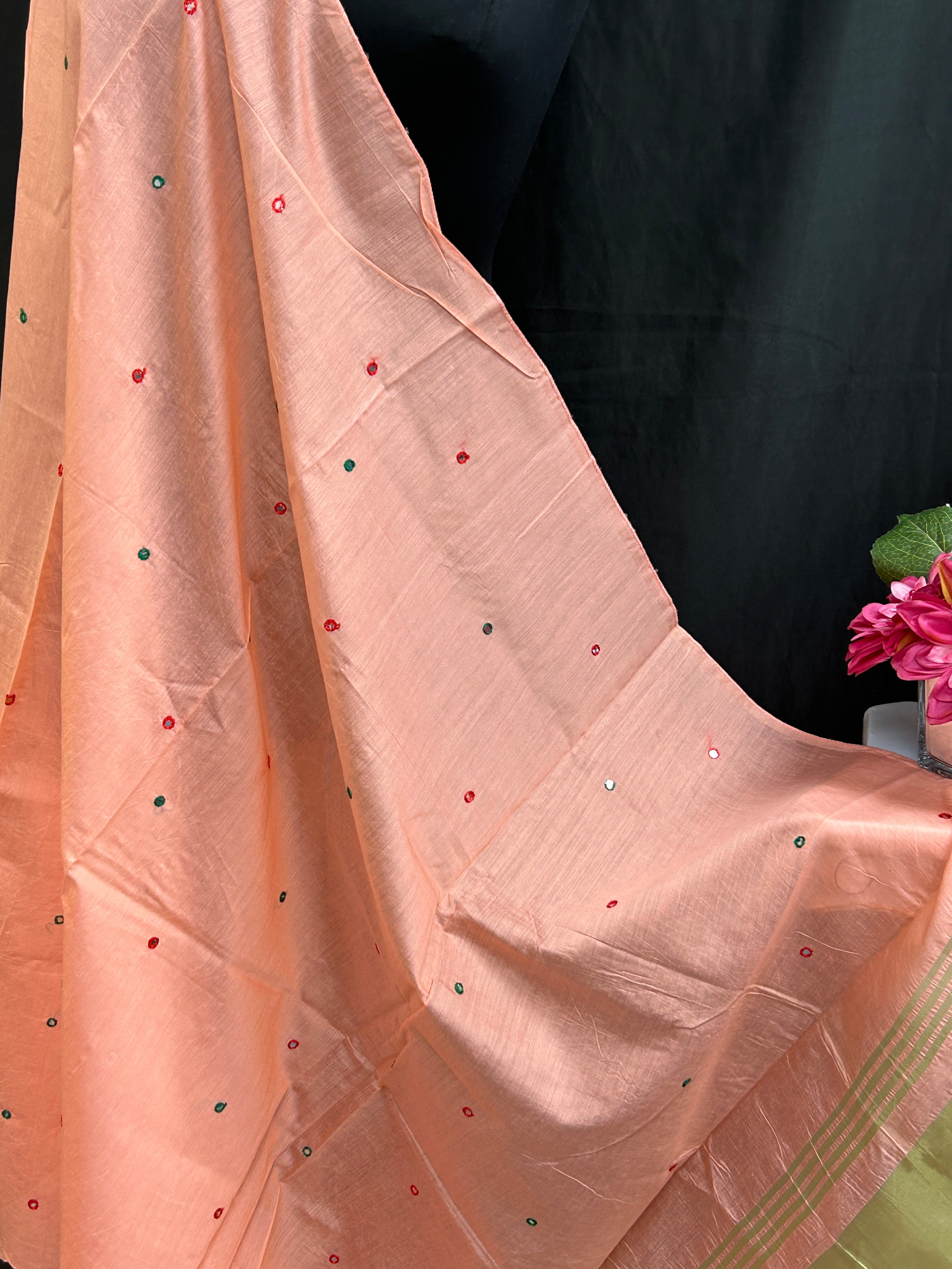 Cotton silk dupatta with small mirrors by Kurti Connection USA
