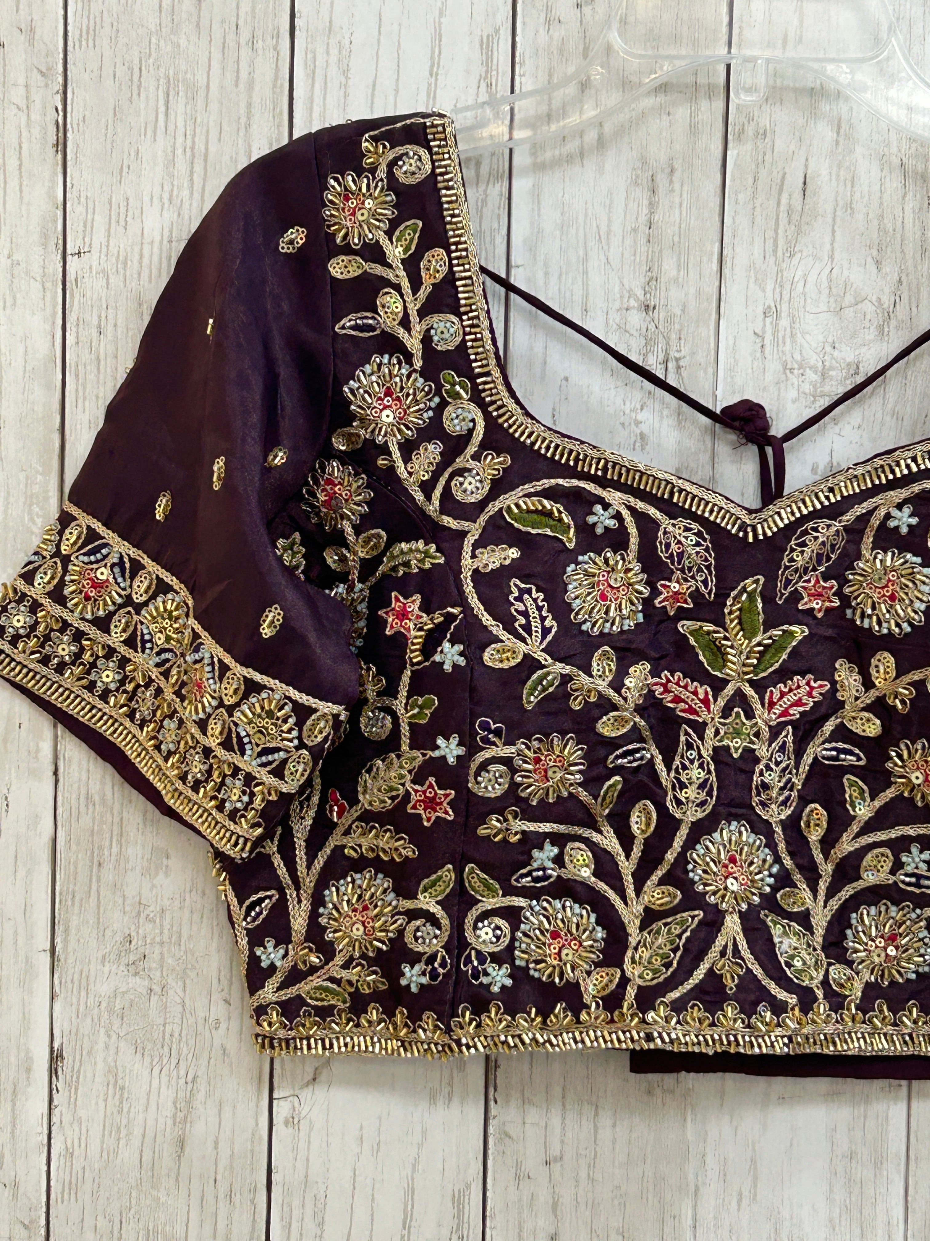 Dark purple tissue silk blouse by Kurti Connection USA
