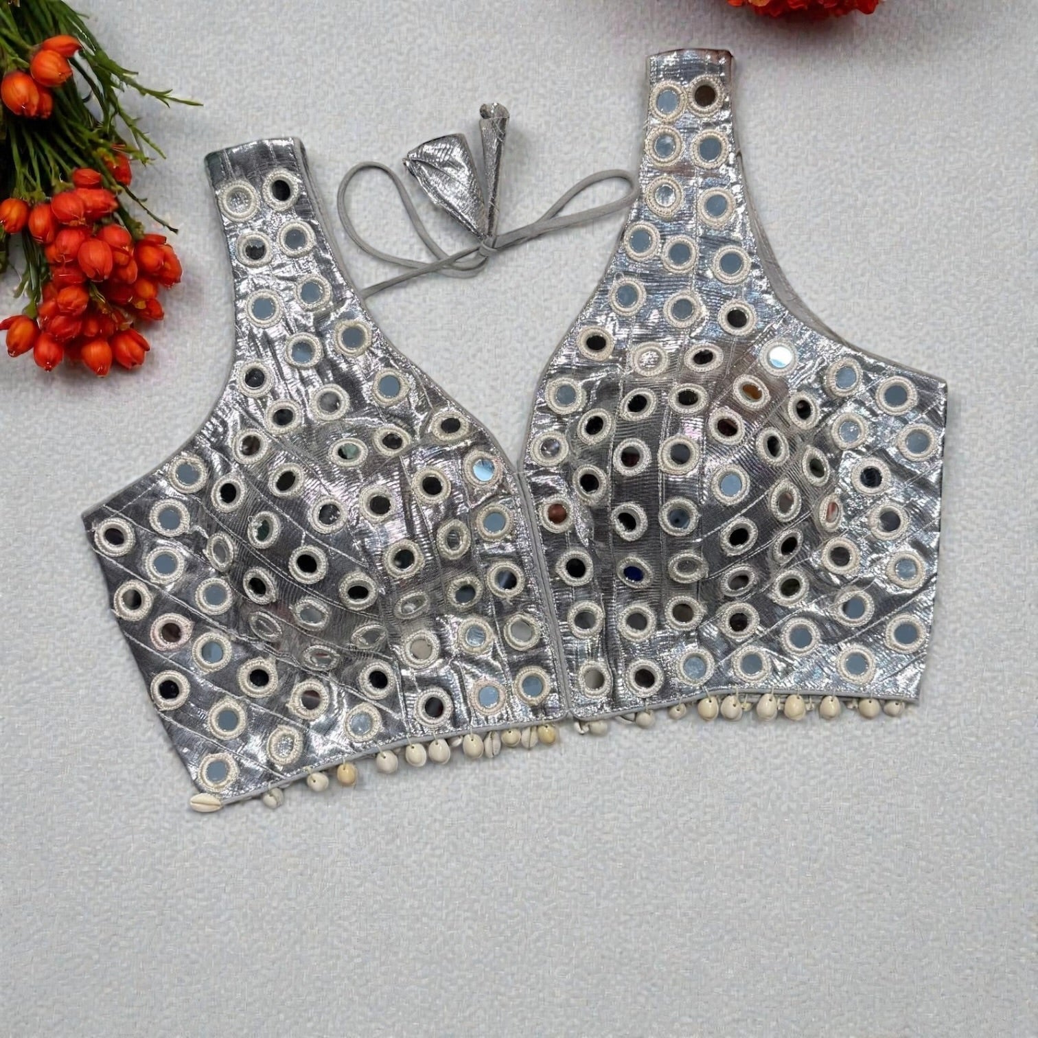 Mirror and shells work blouses by Kurti Connection USA