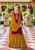 Maroon : Modal silk Kurti with banarasi skirt by Kurti Connection USA