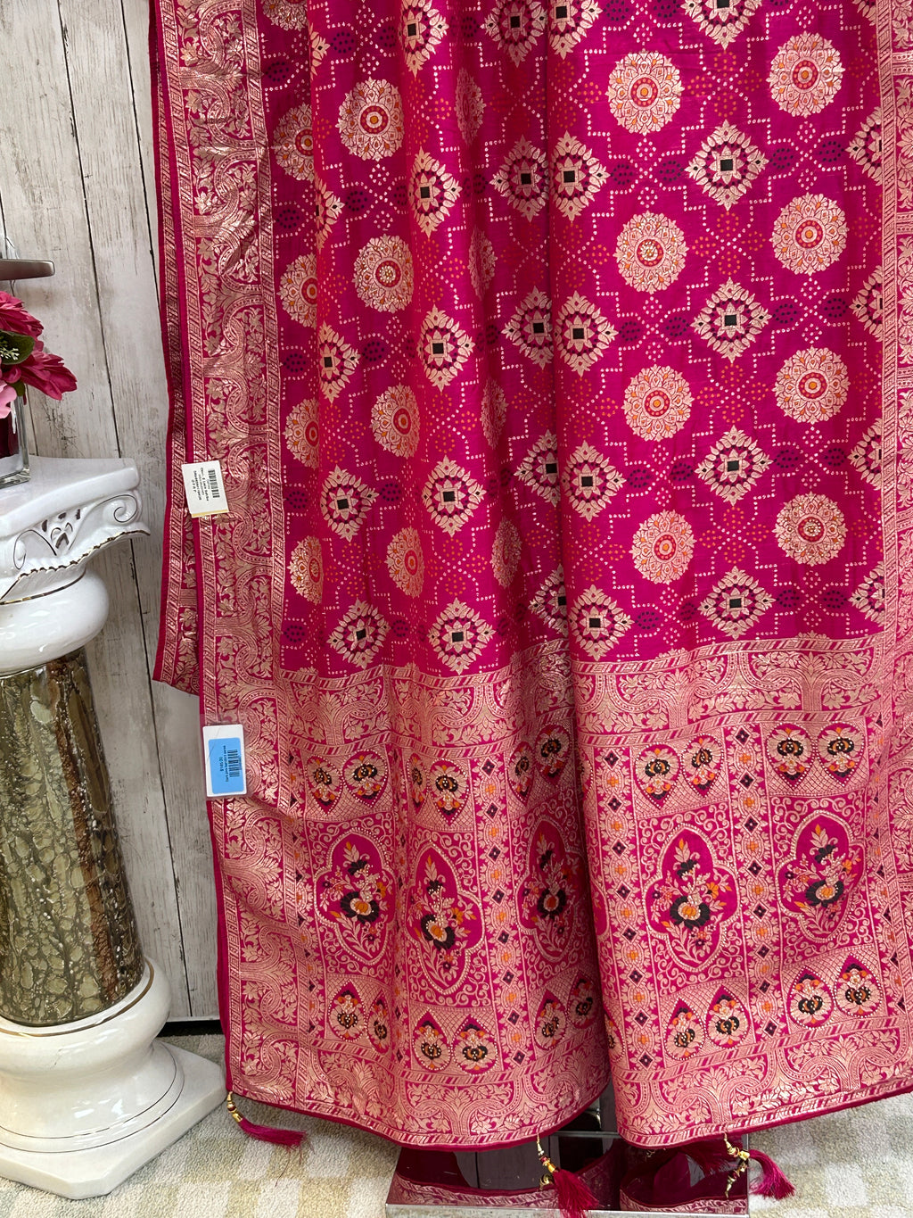 Dark pink bandhini saree