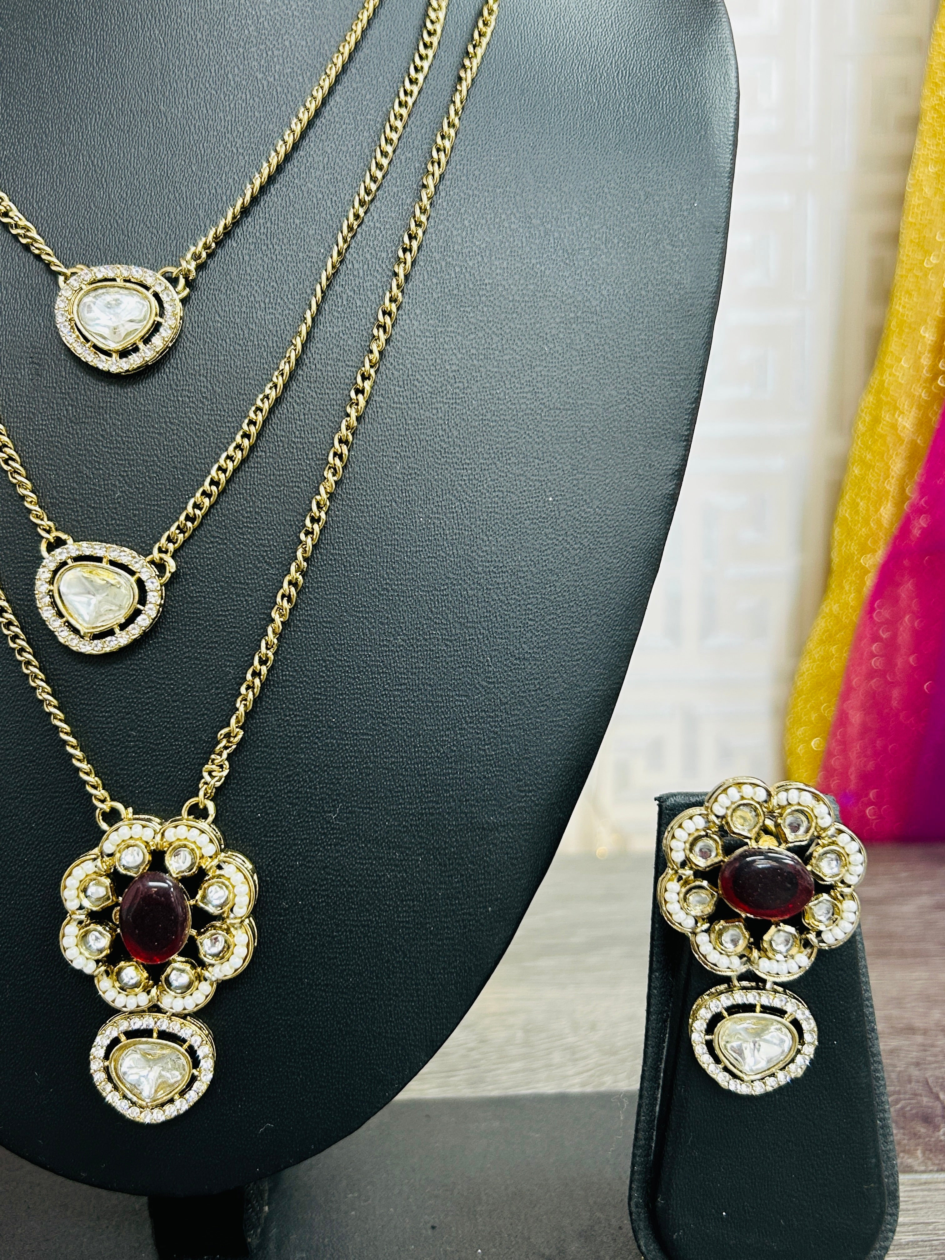 Moissanite Kundan necklace by Kurti Connection USA