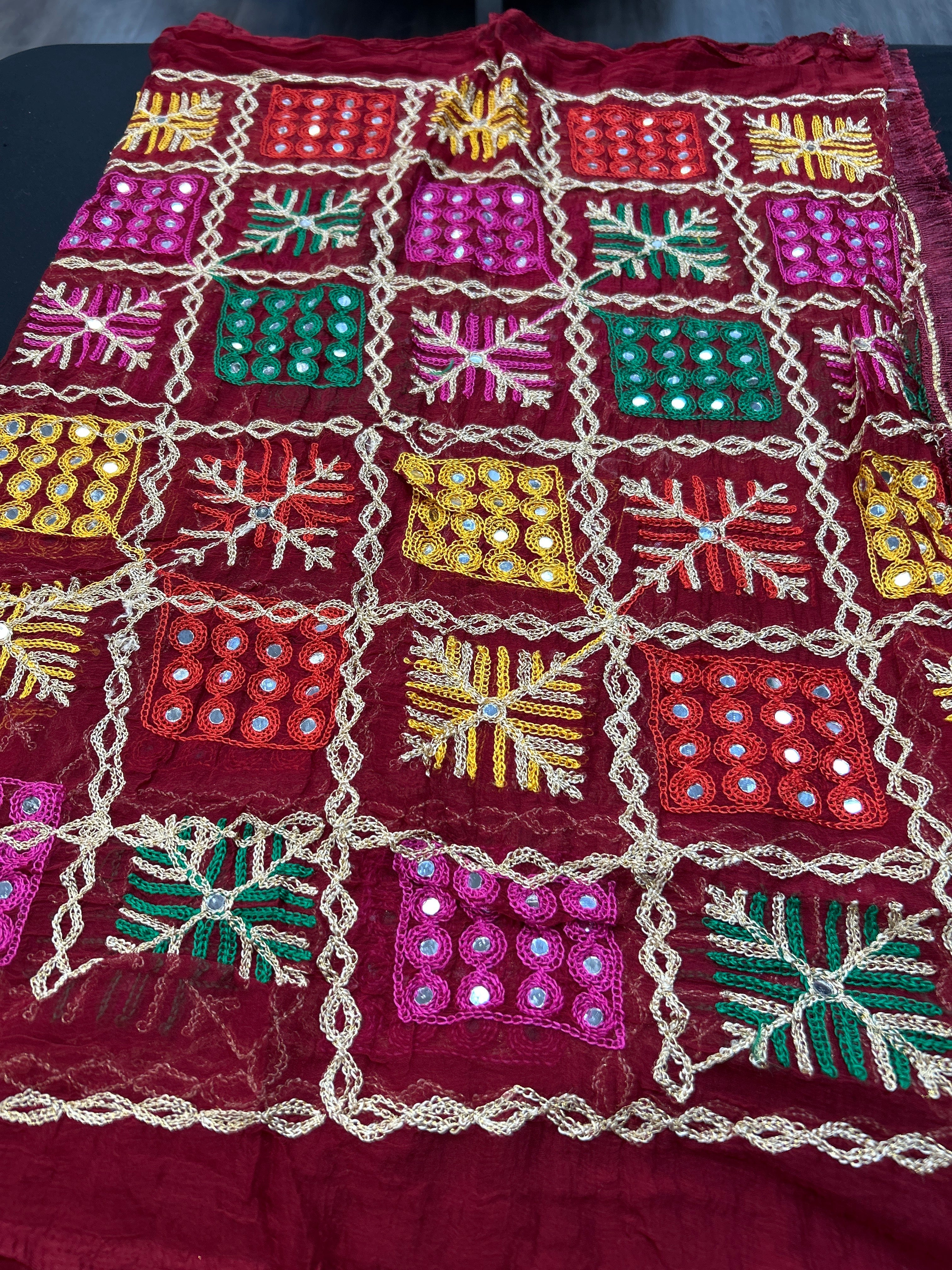 Embroidered phulkari dupatta by Kurti Connection USA