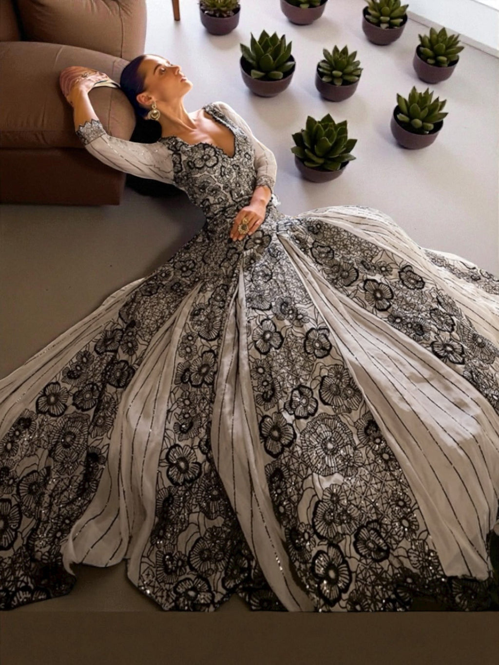 Designer Party wear long gown by Kurti Connection USA