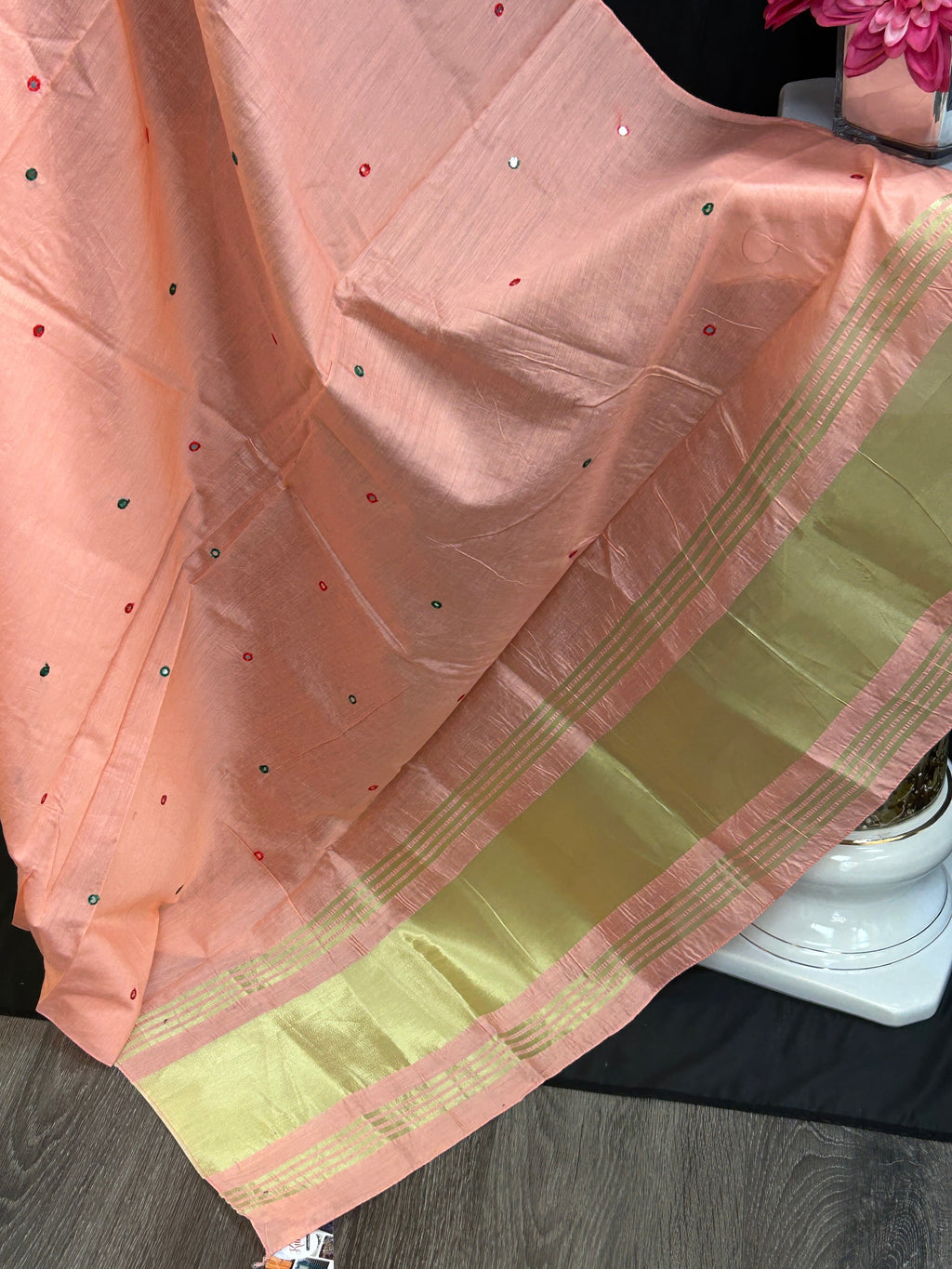 Cotton silk dupatta with small mirrors by Kurti Connection USA