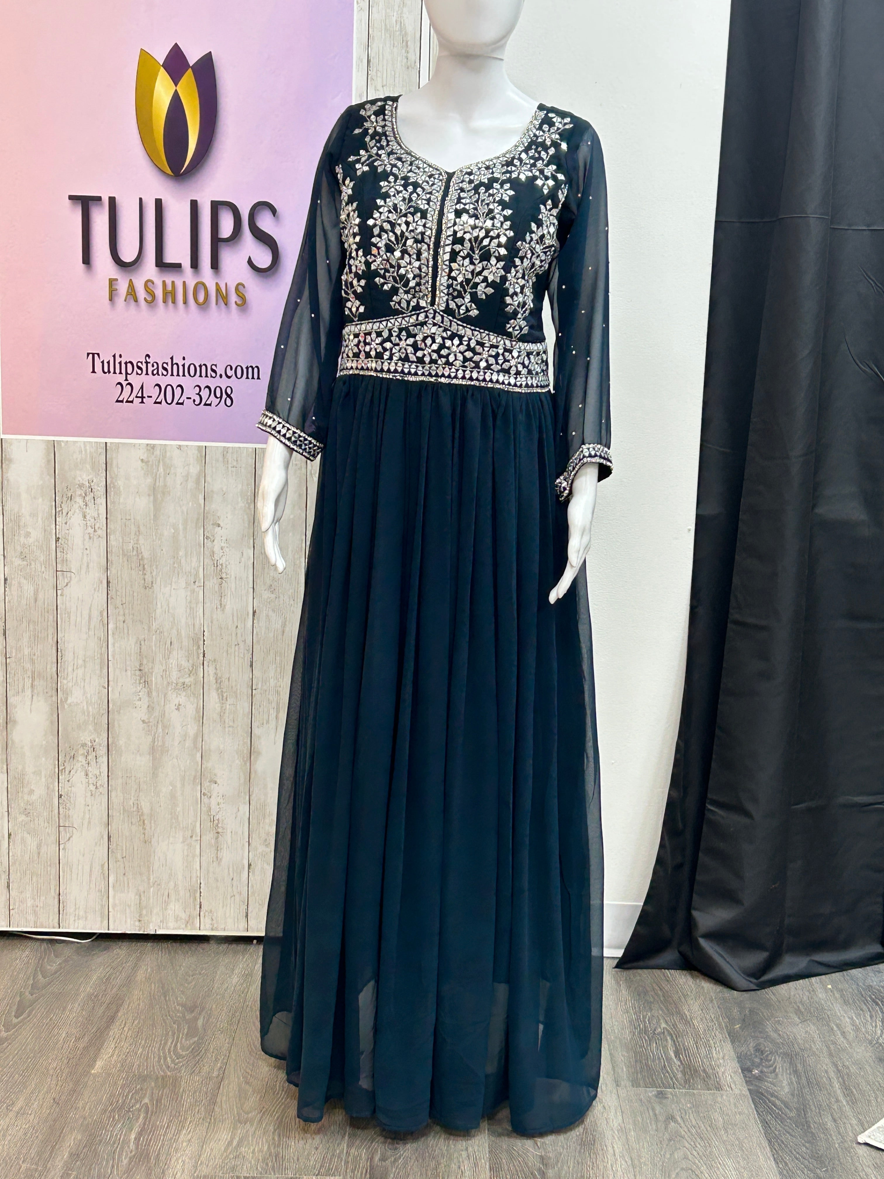 Party wear long gown by Kurti Connection USA