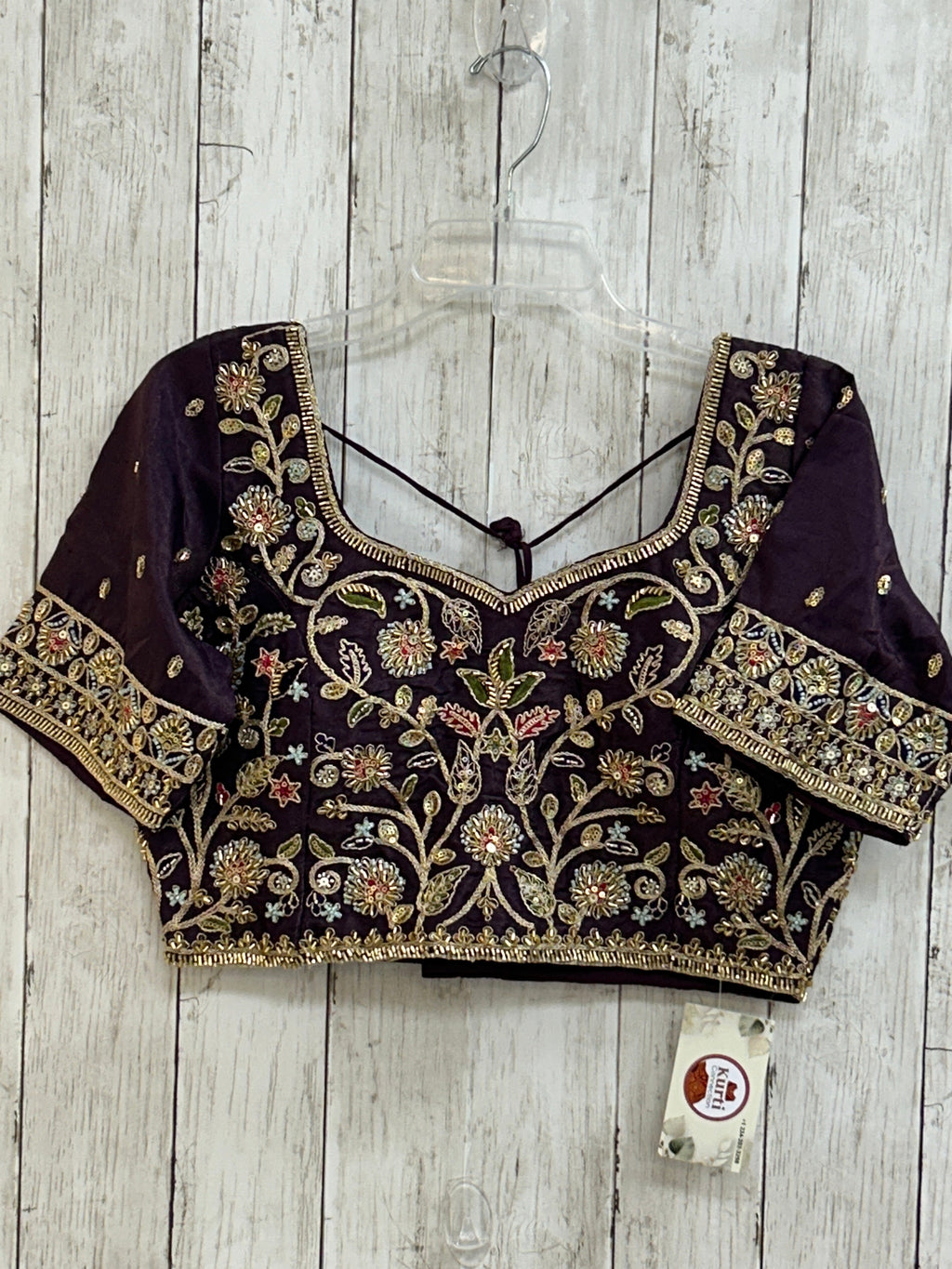 Dark purple tissue silk blouse by Kurti Connection USA