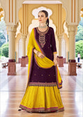 Purple : Modal silk Kurti with banarasi skirt by Kurti Connection USA