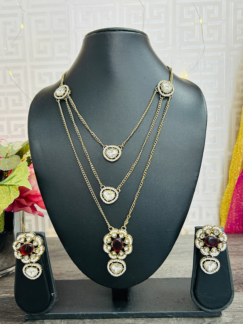 Moissanite Kundan necklace by Kurti Connection USA