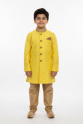 Yellow Sherwani set for kids