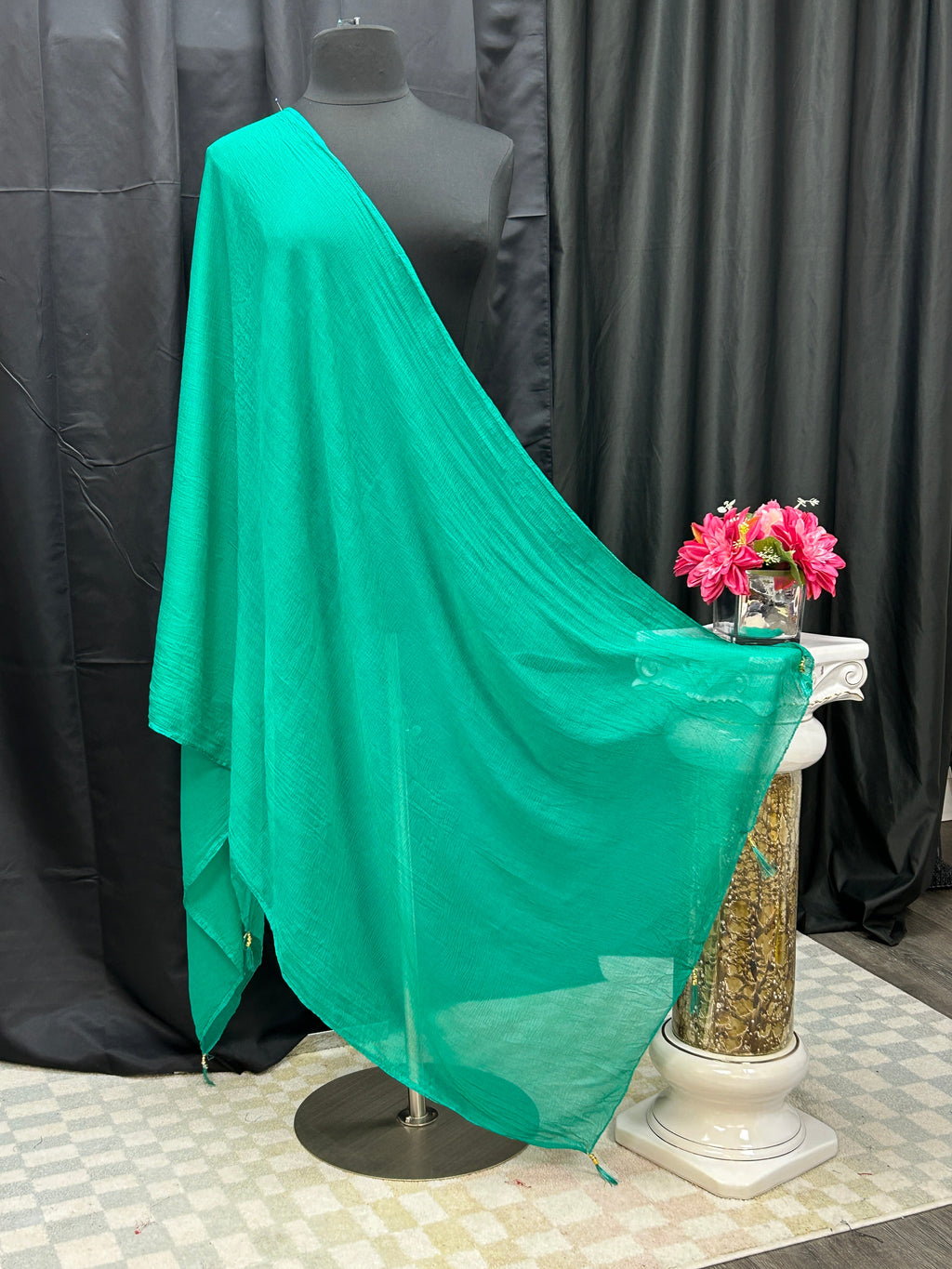 Chiffon green dupatta by Kurti Connection USA