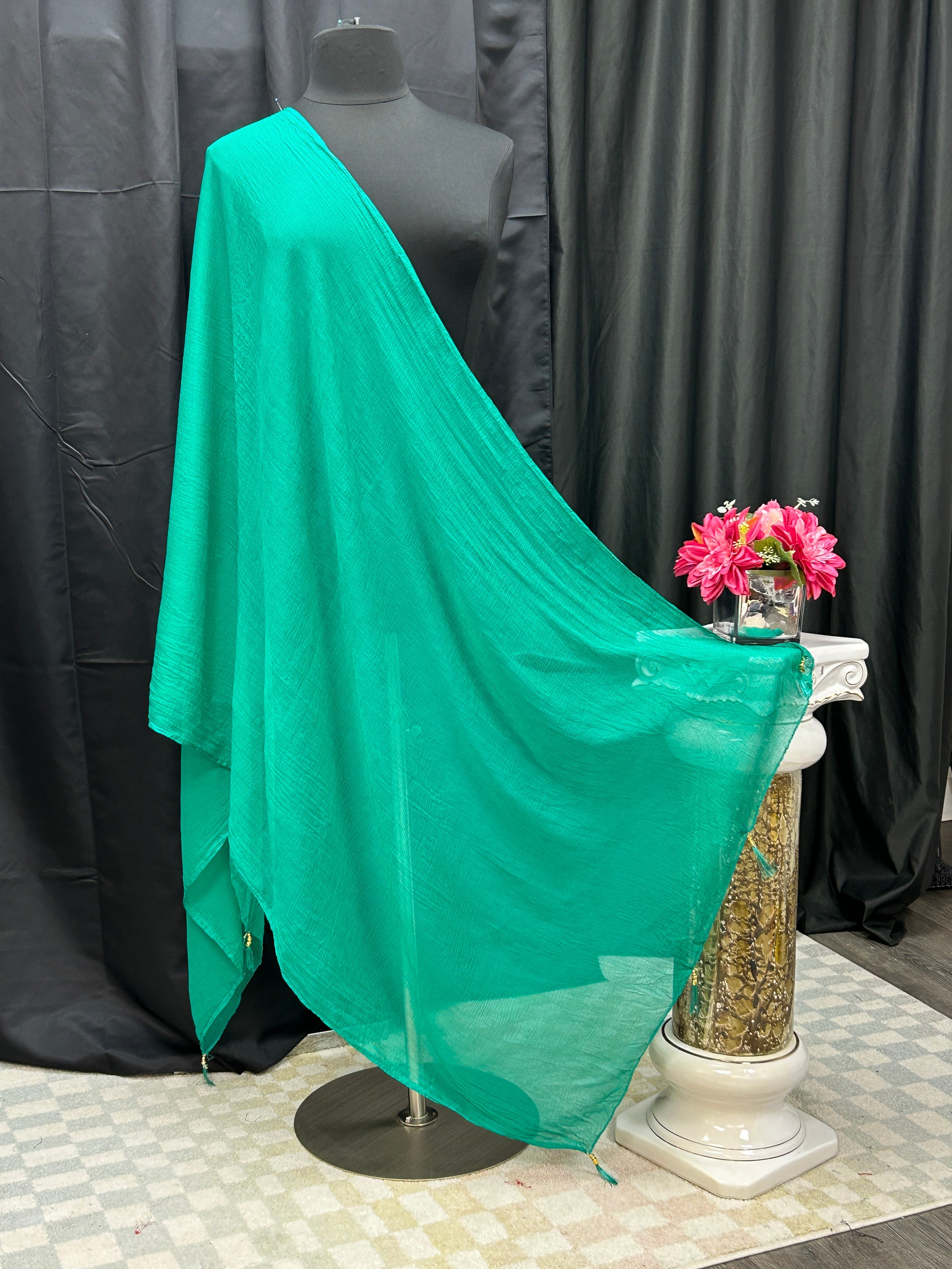 Chiffon green dupatta by Kurti Connection USA
