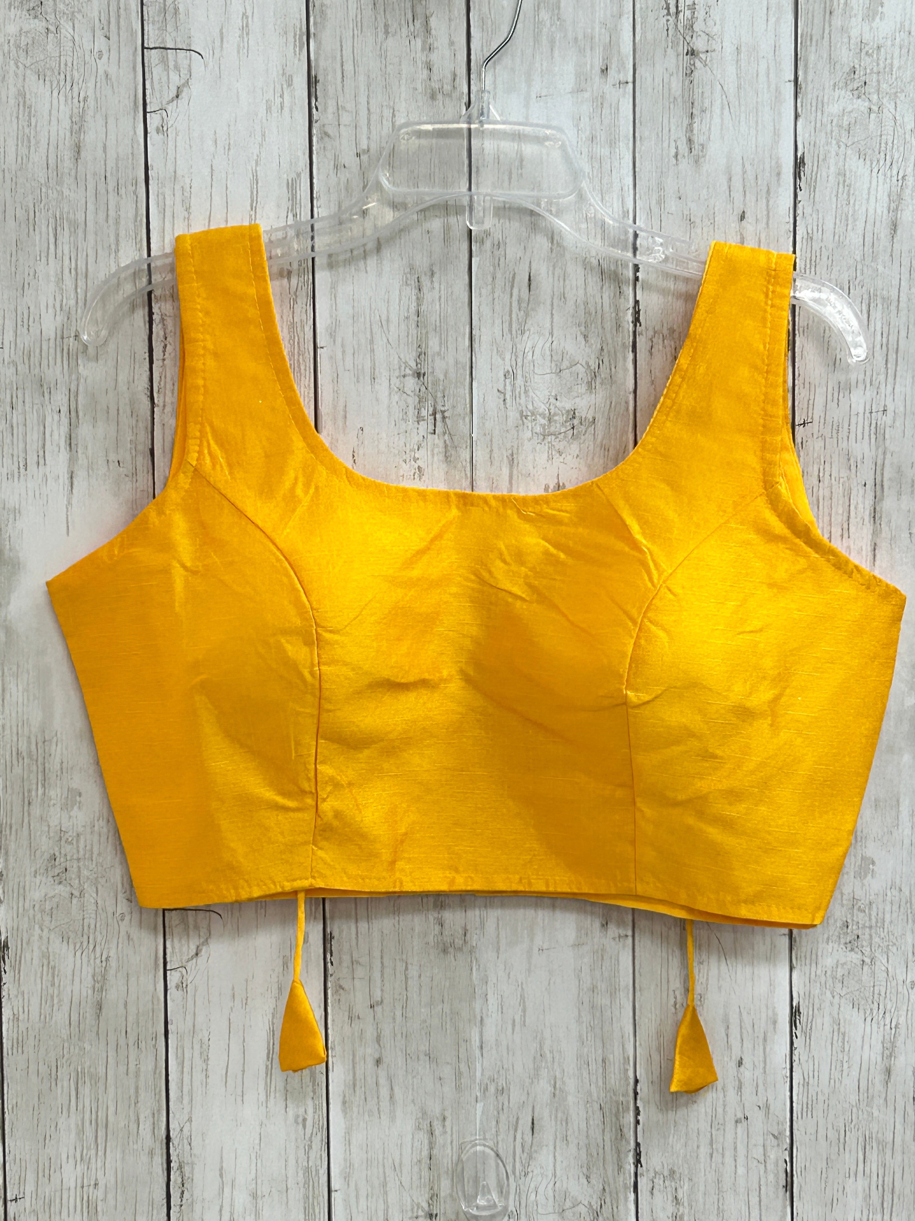 Yellow silk blouse by Kurti Connection USA