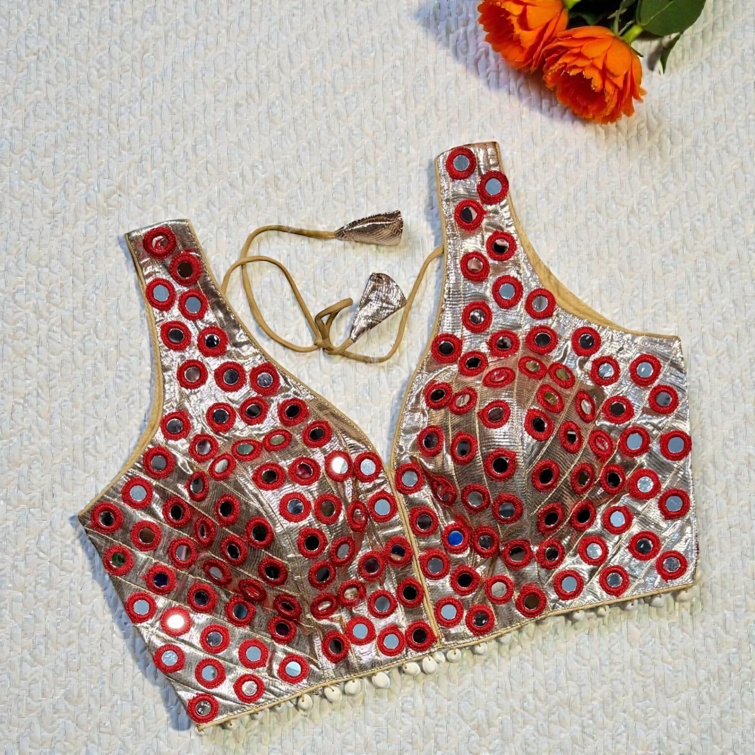 Mirror and shells work blouses by Kurti Connection USA