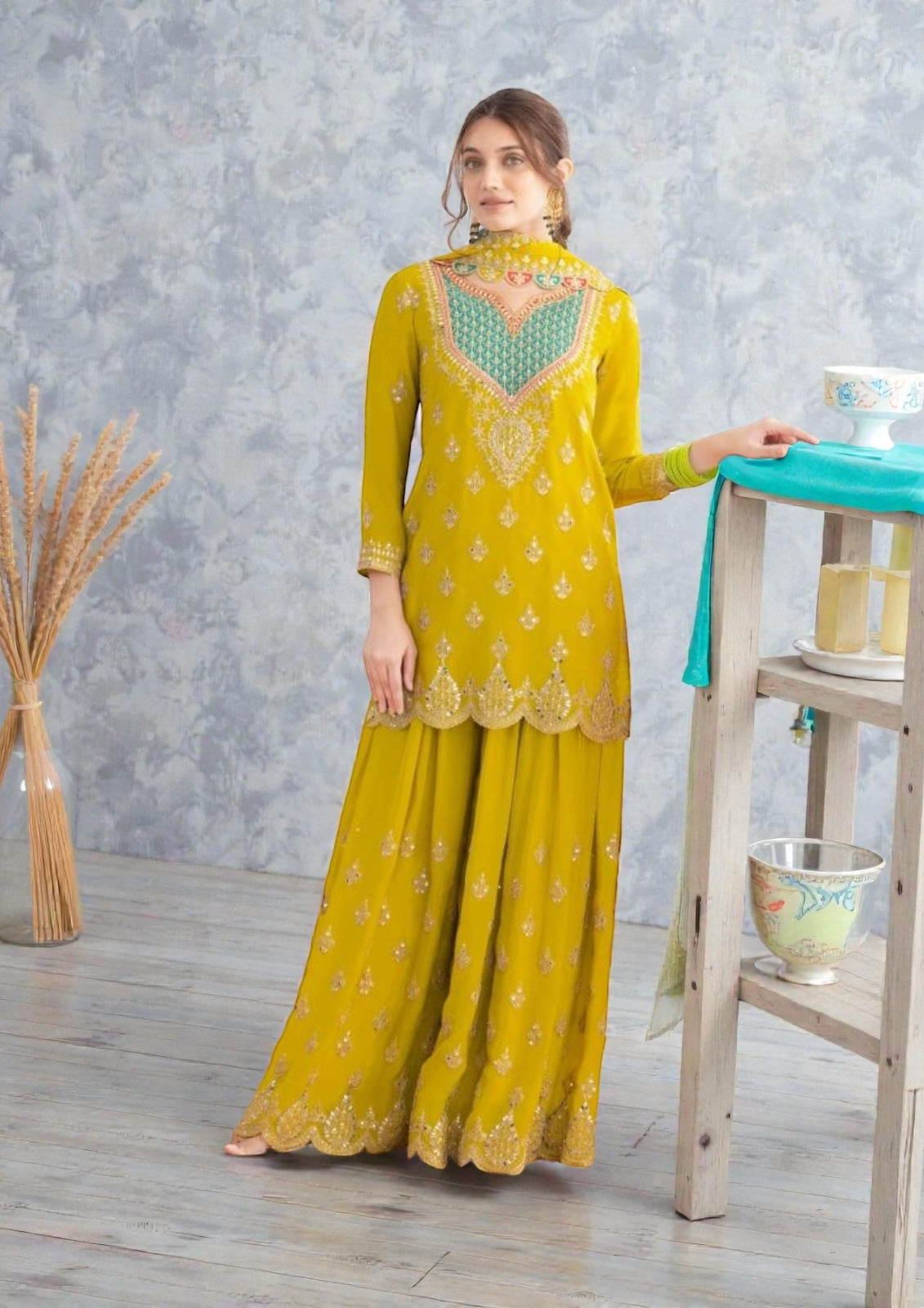 Chiffon sharara suits by Kurti Connection USA