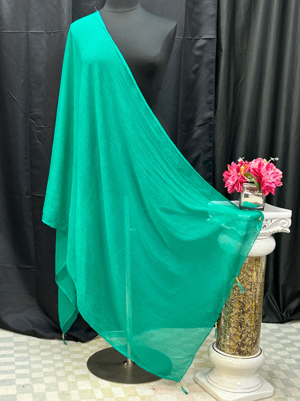 Chiffon green dupatta by Kurti Connection USA