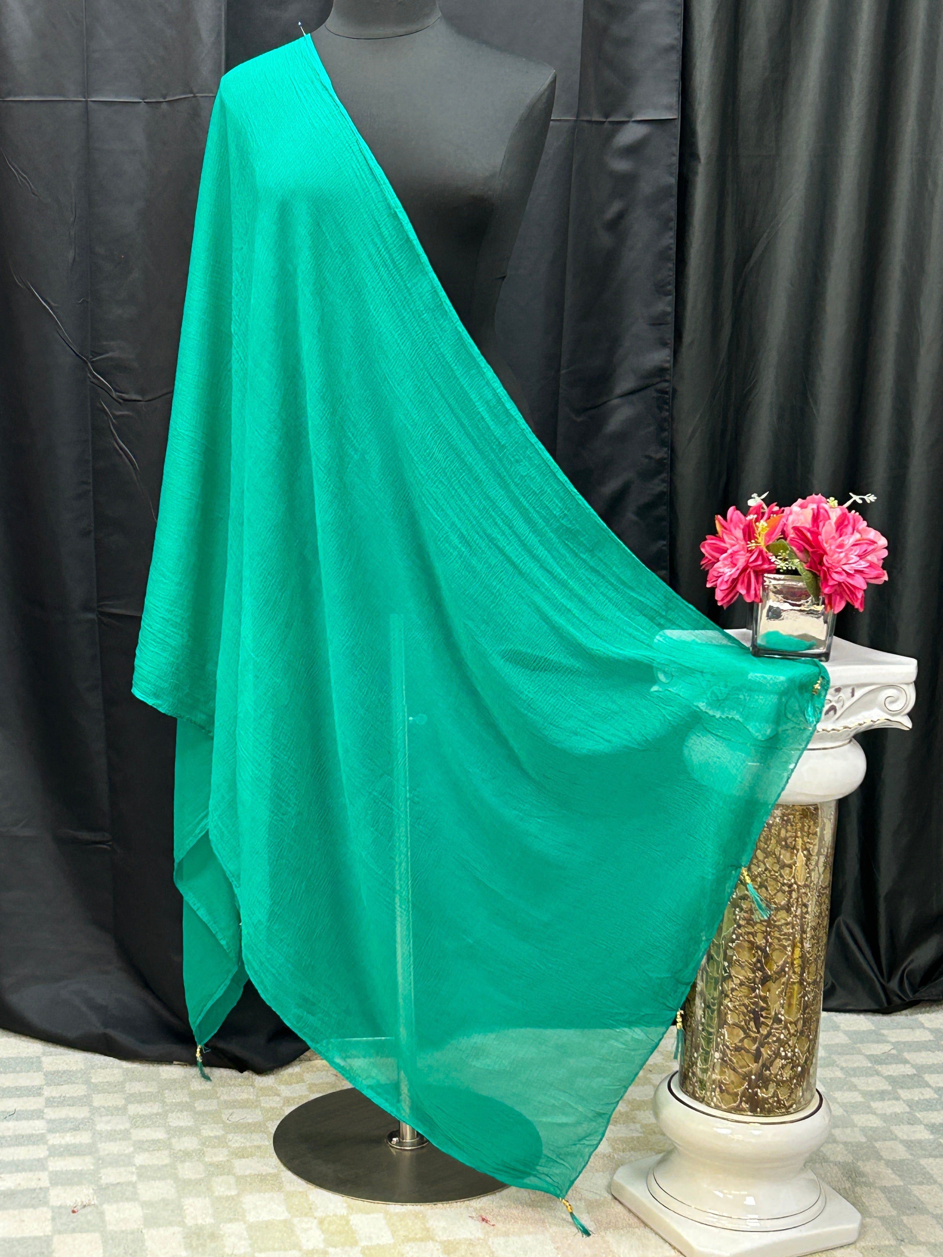 Chiffon green dupatta by Kurti Connection USA