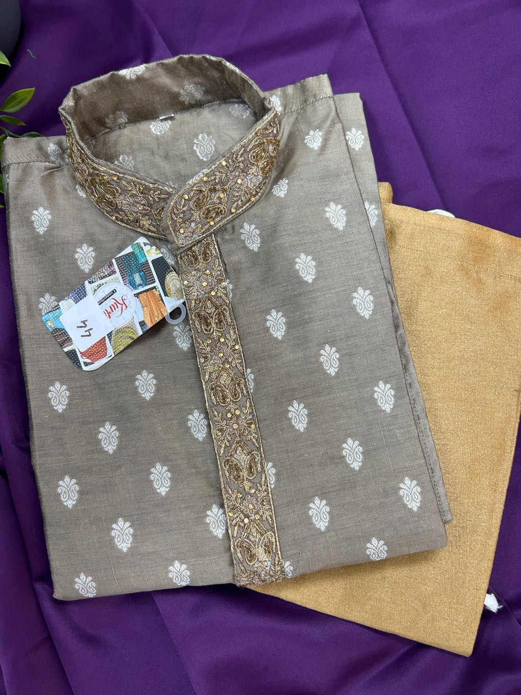 Cotton silk kurta | Mute Gold - Kurti Connection USA