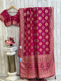 Dark pink bandhini saree
