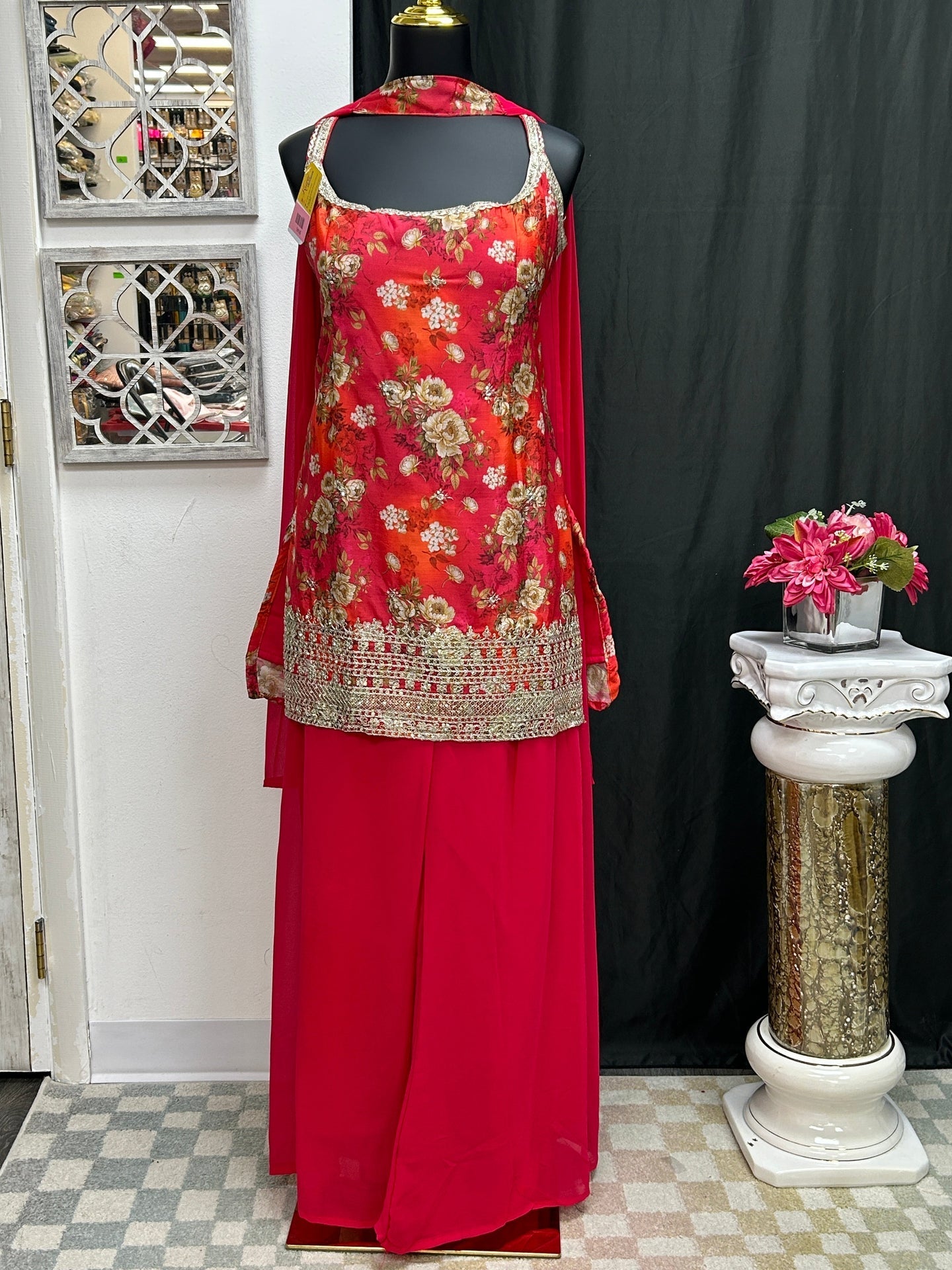Chinon silk sharara suit by Kurti Connection USA