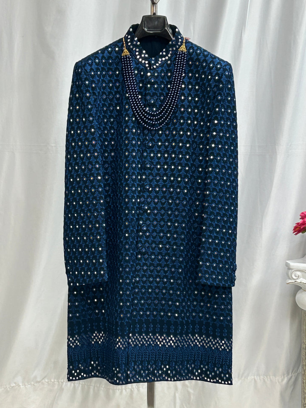 Navy Blue sherwani set/ Mens kurta - Kurti Connection USA
