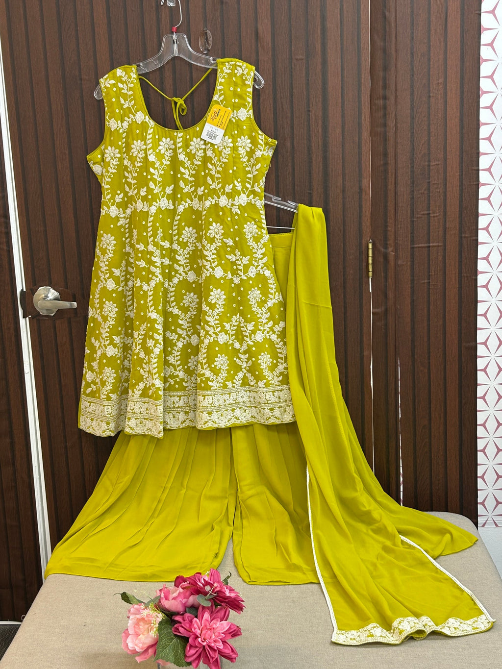 Chiffon Chikankari sharara suit - Kurti Connection USA