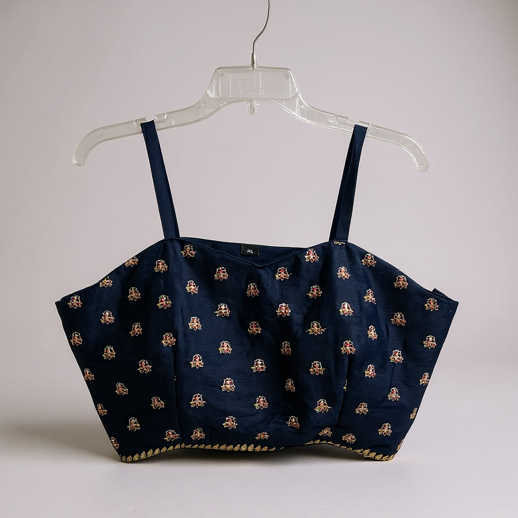 Navy blue sleeveless blouse by Kurti Connection USA