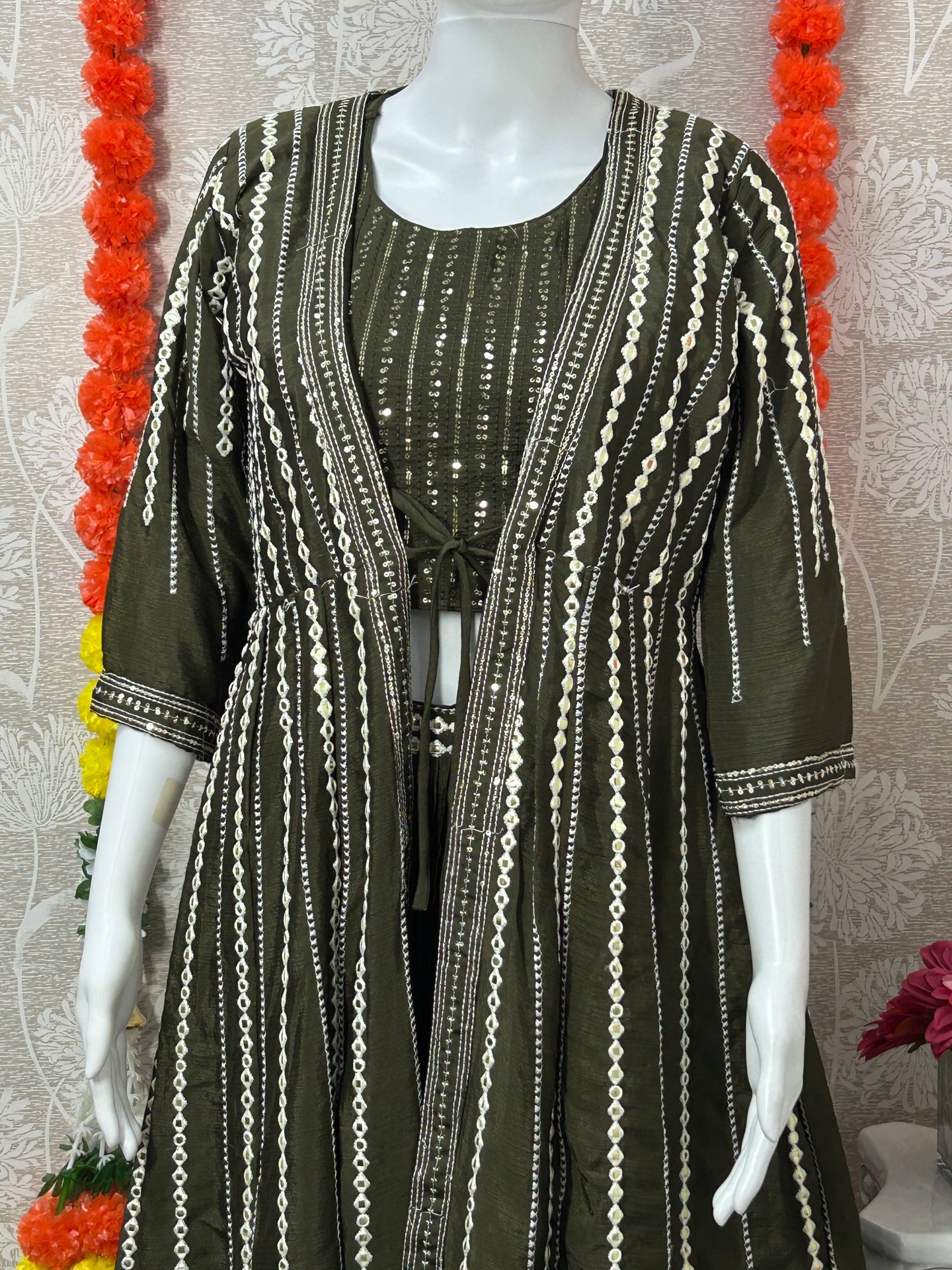 Party wear lehenga set with long jacket - Kurti Connection USA