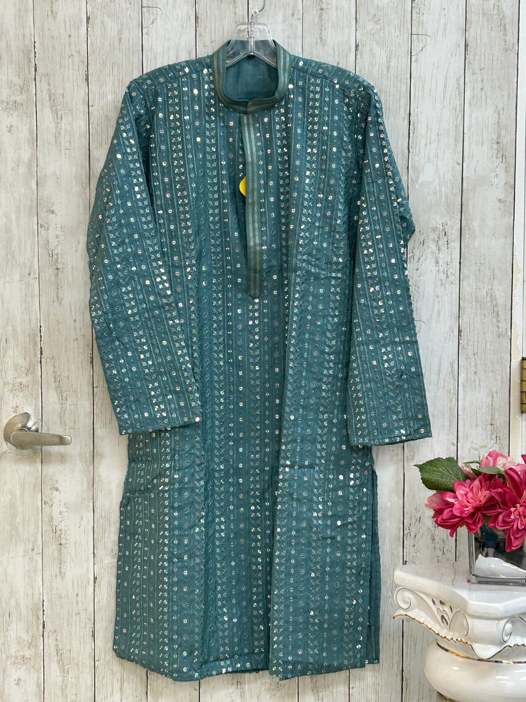 Mirror work kurta pajama set for men by Kurti Connection USA